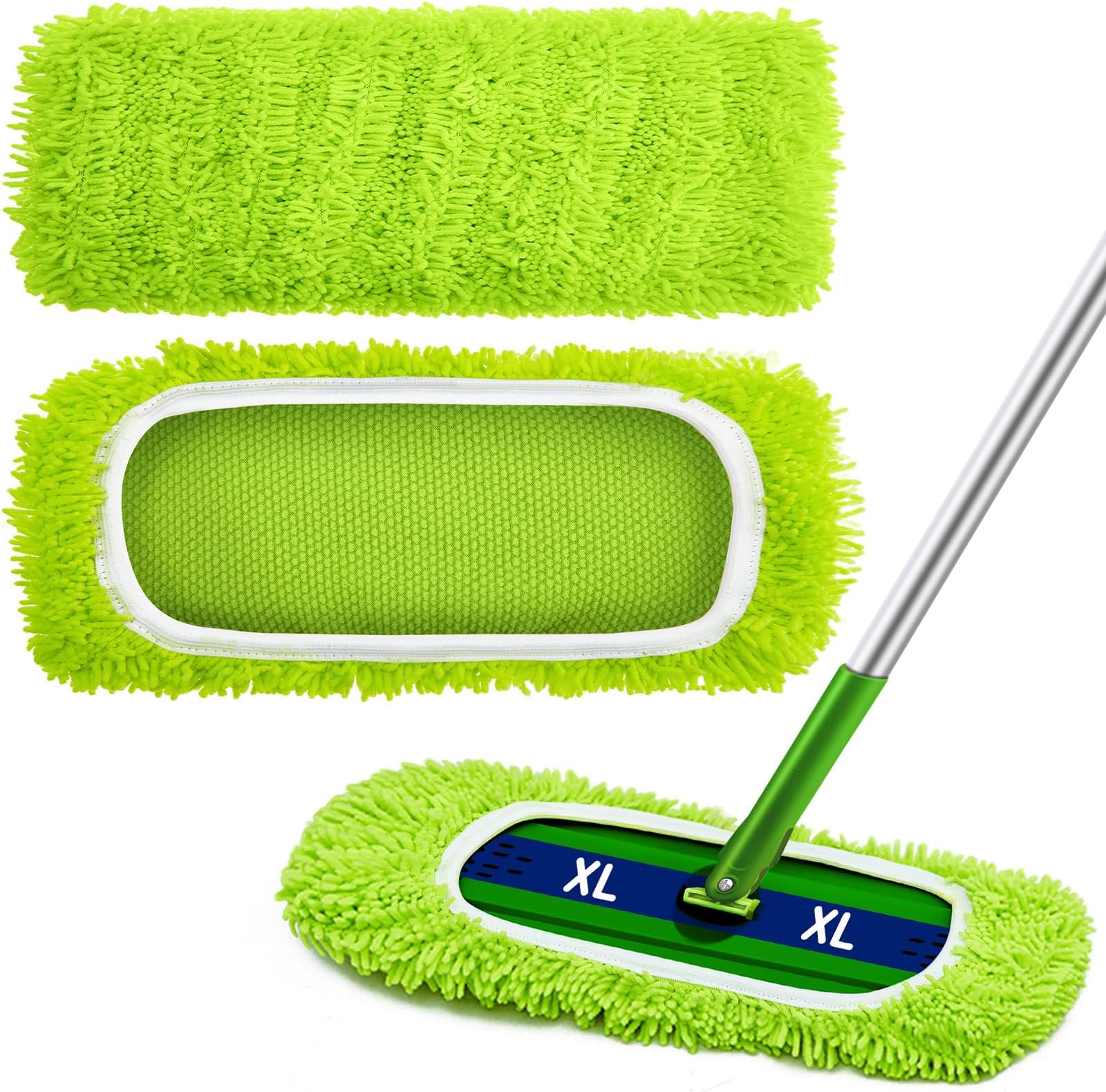 Toulite 2 Pcs Reusable Mop Refill Pads Replacement Compatible with Most XL Sweeper 17" x 5" Microfiber Mops Head Floor Cleaning Supplies (Handle is Not Included)
