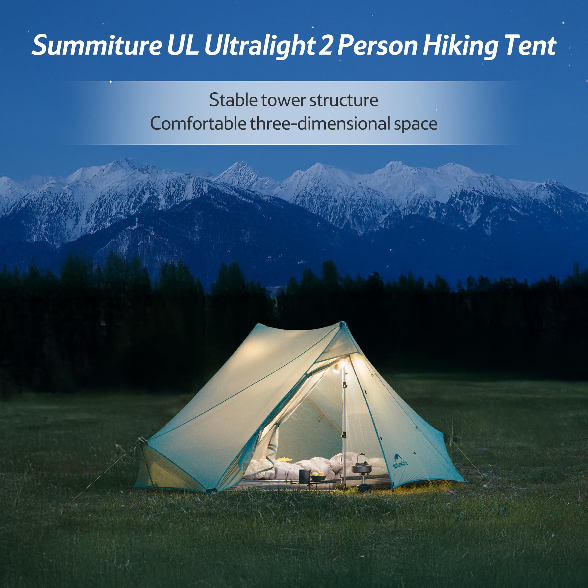 Naturehike Summiture UL ultralekki namiot turystyczny, dla 2 osób, 3 pory roku, odporny na wiatr i wodę, 5 trybów ustawienia, na wędrówki, kemping, wspinaczkę
