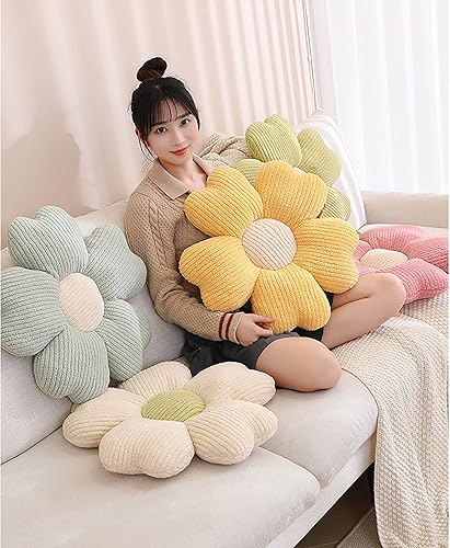 Miniatura 4 de Almohada de pétalos de felpa agradable a la piel. Suave y cómoda, esponjosa y completa, meticulosa mano de obra (19 pulgadas, amarillo)