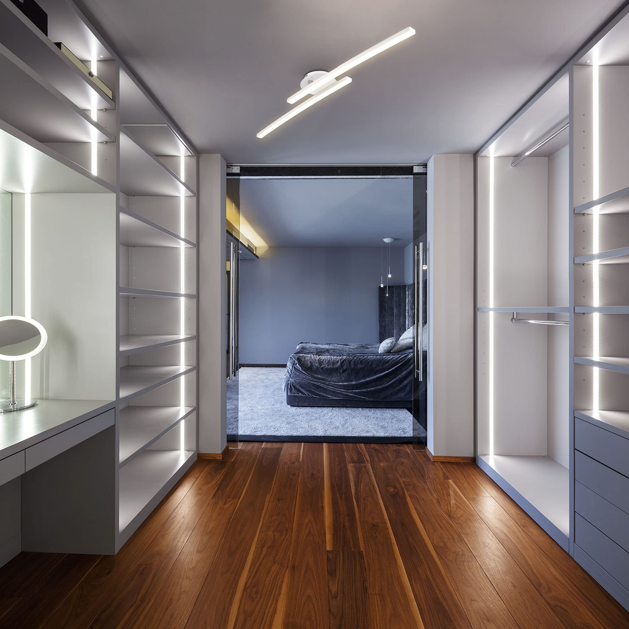 B.K.Licht Plafoniera LED soffitto moderna, L. 57.5cm, luce calda 3000K, 1100Lm, 12W, Lampadario, braccio ruotabile per Camera da letto soggiorno cucina, applique da parete interno