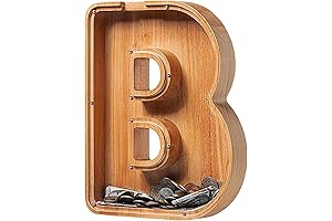Personalized Piggy Bank Wooden Letter Bank with Cut-Out (Letter: B)