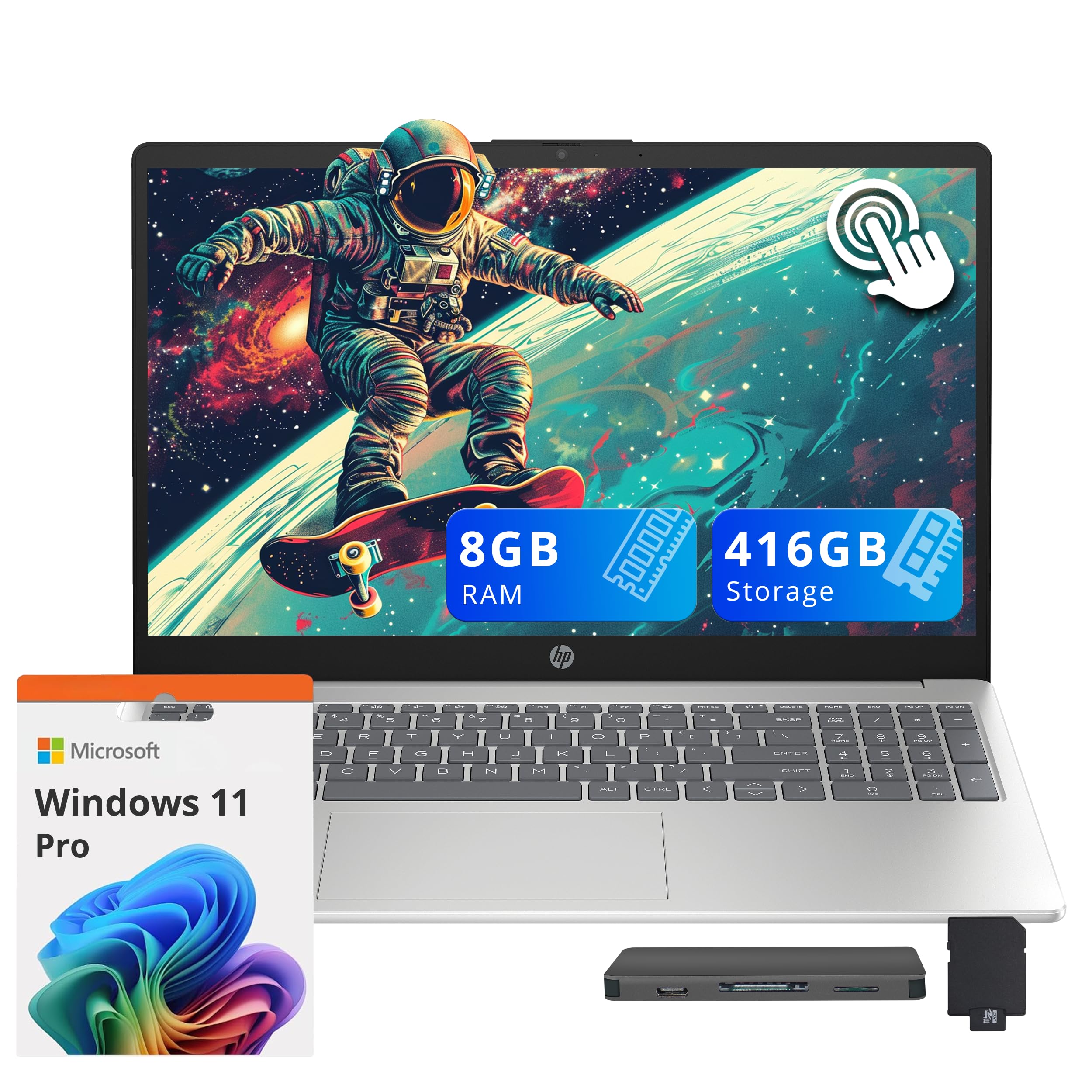 HP 15.6-inch Touch BrightView Laptop, Intel I3-1315U, 8GB DDR4 RAM