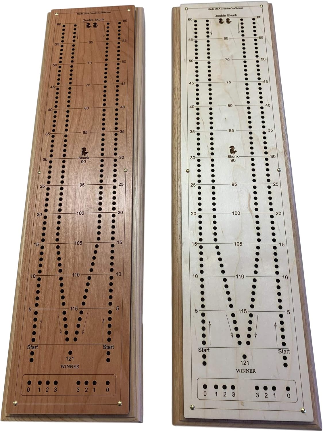 Creative Crafthouse Handmade in USA Tournament Cribbage Board - Regulation Size with Personalized Peg Hatch Cover