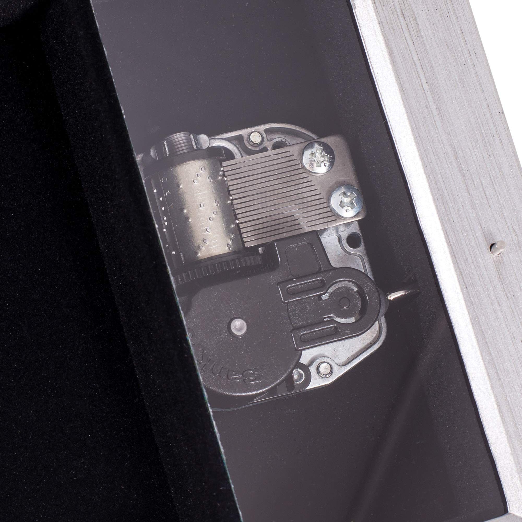 Erstkommunion gebürstetes Silber Finish Edelsteinbesetztes Deckel Jewelry Musik Box spielt Tune Ave Maria