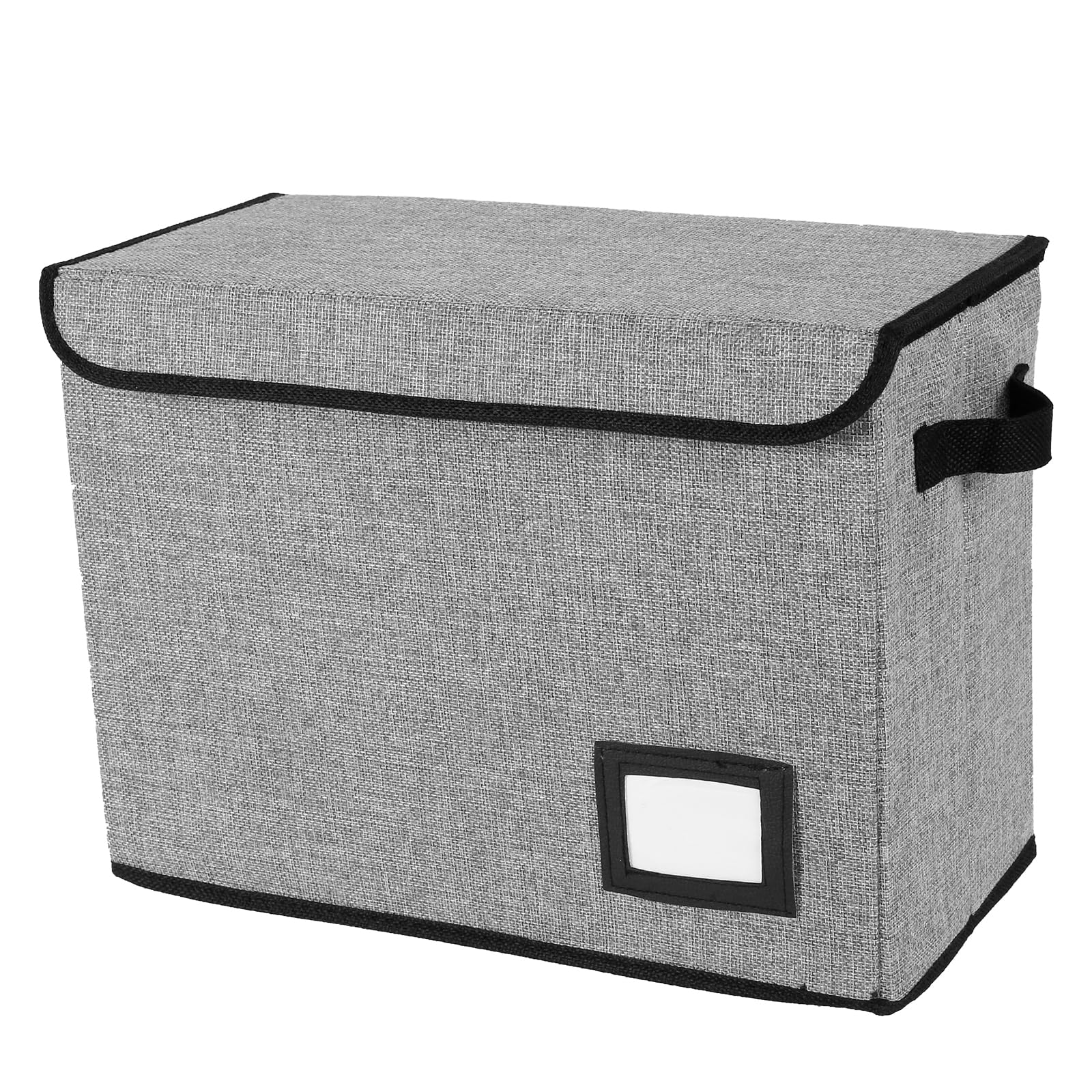 Foppla Grey Document Box,Comic Book Storage Box Foldable Comic Book Bin Washable Integrated Comic Book Box Comic Book Organizer With Handle Enclosed Lid For Home Office (Grey)