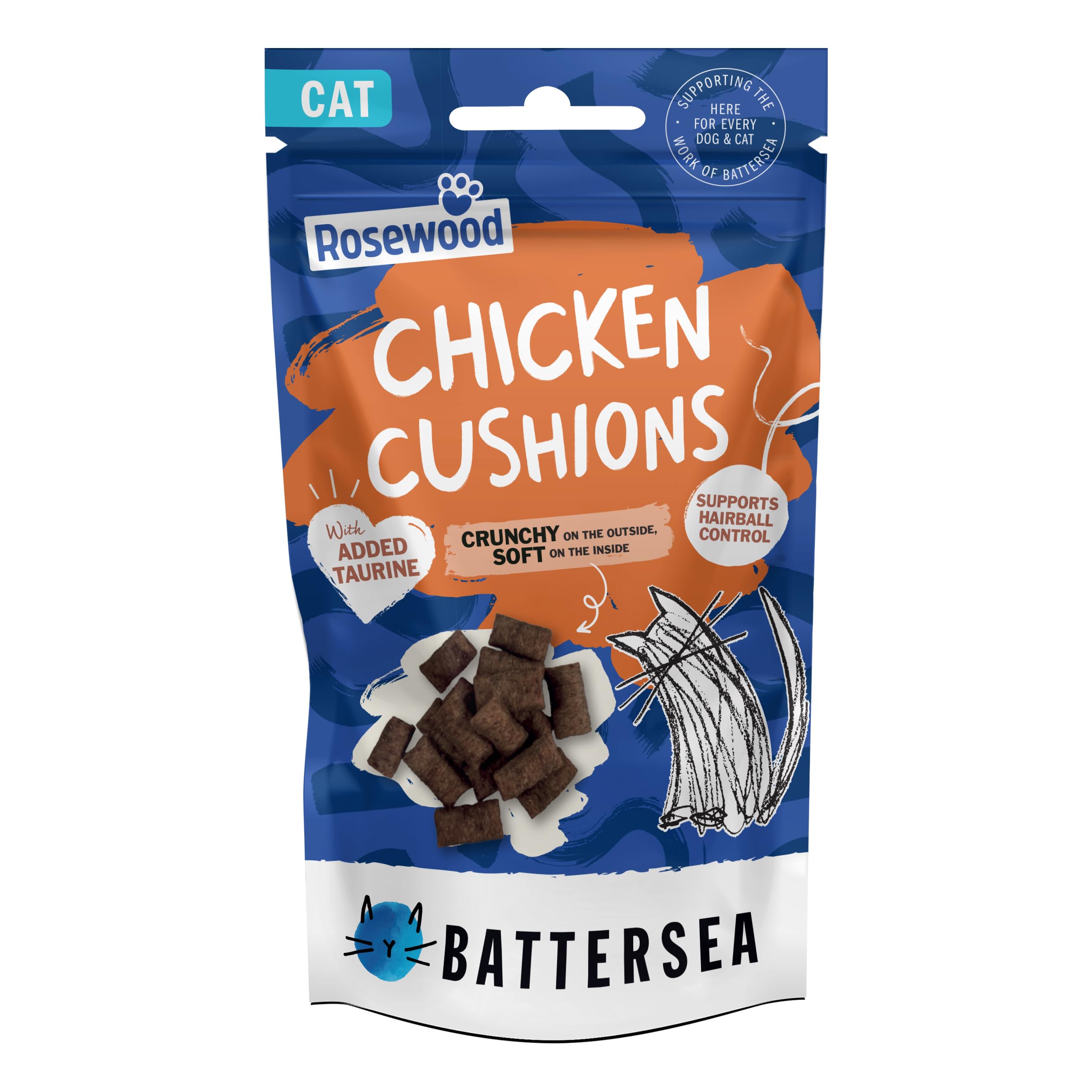 Rosewood - Battersea Anti-Hairball Chicken Cat Treats - 60g