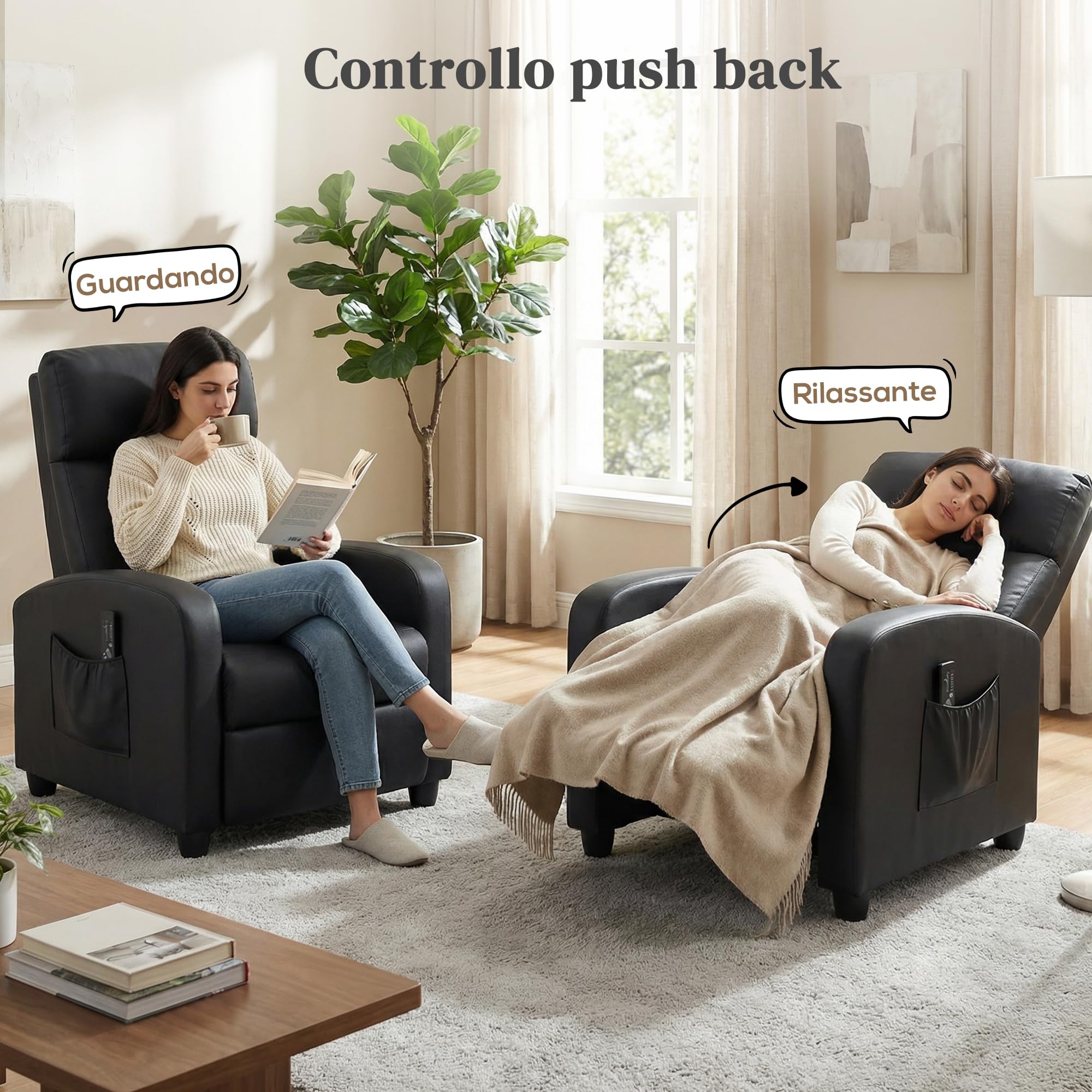HOMCOM Massagesessel mit Liegefunktion, Relaxsessel mit Massagefunktion, Fernsehsessel mit Fernbedienung, Massagesofa mit Rückenlehne, elektrisch, Schwarz