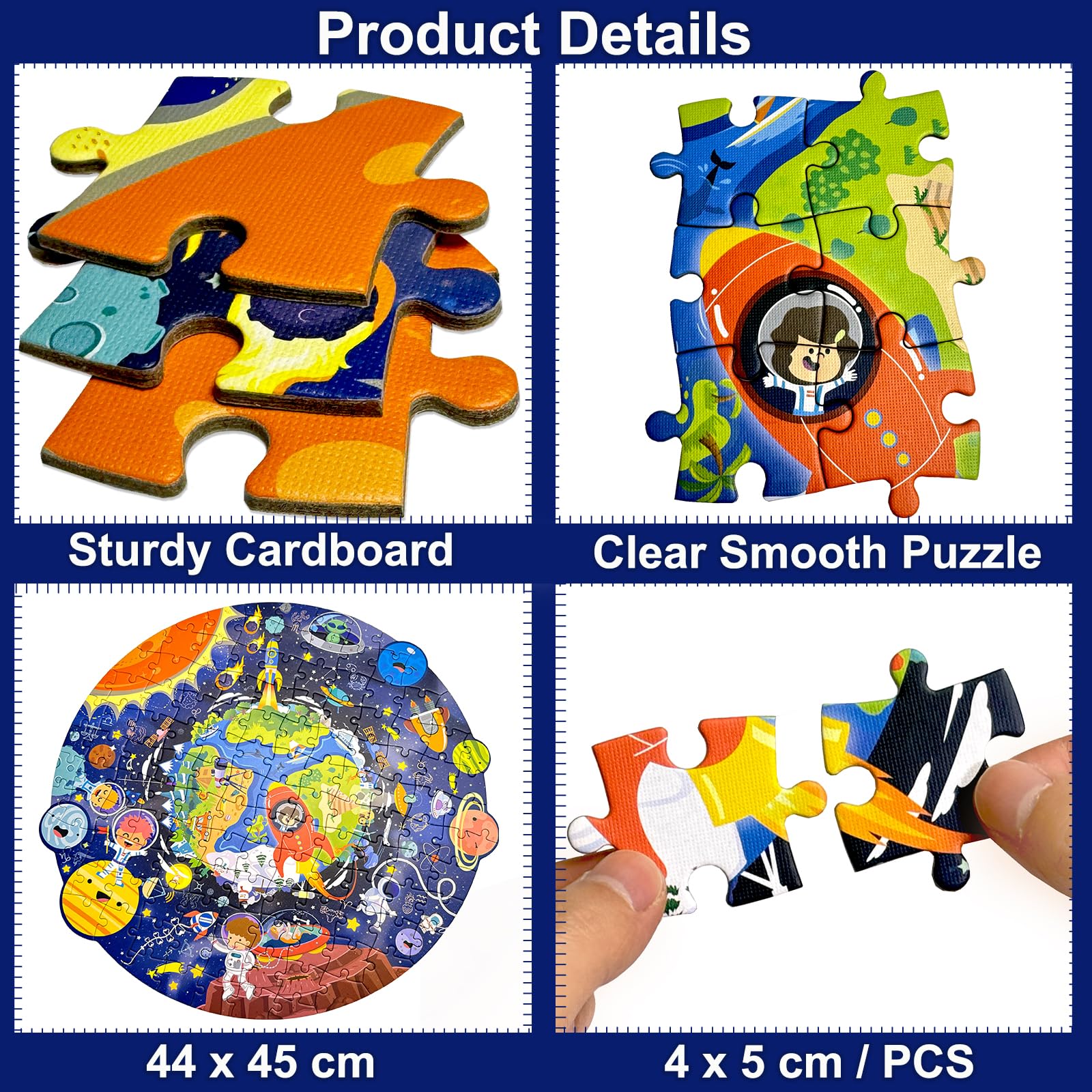 Kulveanju Puzzle Bambini 3 4 5 6 Anni, 128 Pezzi Puzzle da Viaggi Nello Spazio, Grande Circolare Puzzle, Giochi Creativi Puzzle Regalo per Ragazzi e Ragazze 3-7 Anni, 44x45 cm