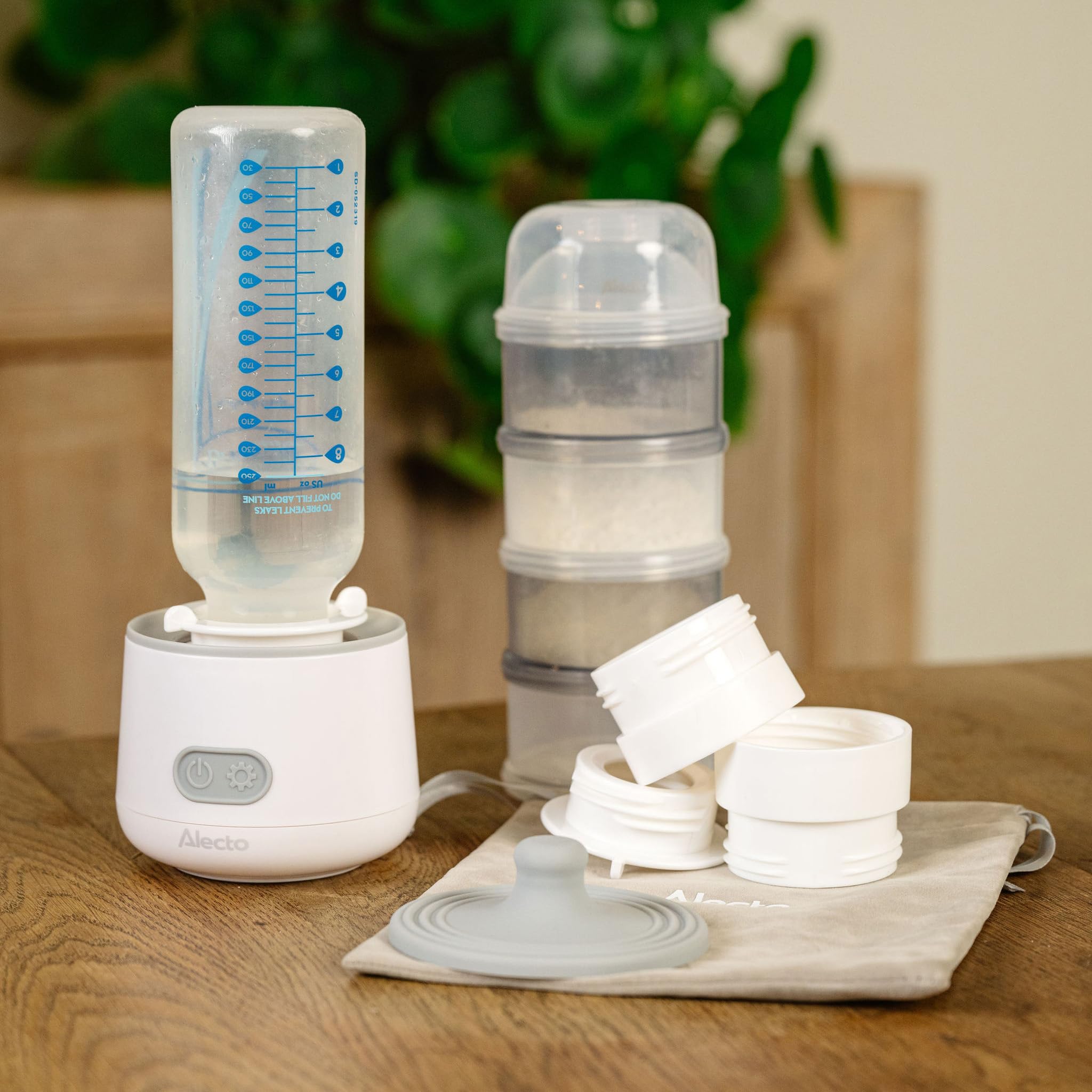 Alecto BW1000 Chauffe-biberon portable pour les déplacements et les stimulations, convient à presque tous les biberons – Blanc