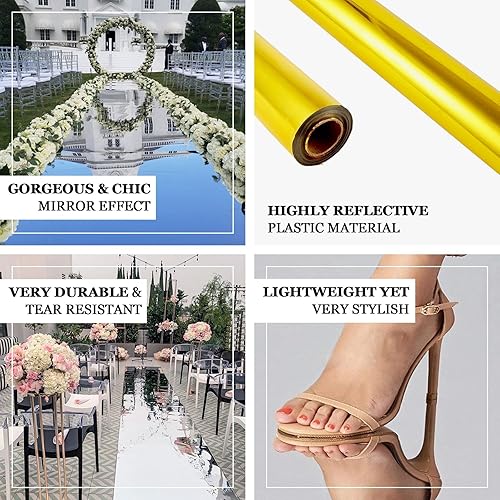 Miniatura 3 de Efavormart - Camino de pasillo de boda con espejo blanco brillante de 3 x 65 pies, alfombra roja no tejida, para graduación, Hollywood, fiestas