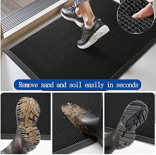 Miniatura 7 de Tapete impermeable para puerta delantera, perfil bajo, para entrada exterior, resistente, absorbente, de goma, absorbente, antideslizante, de