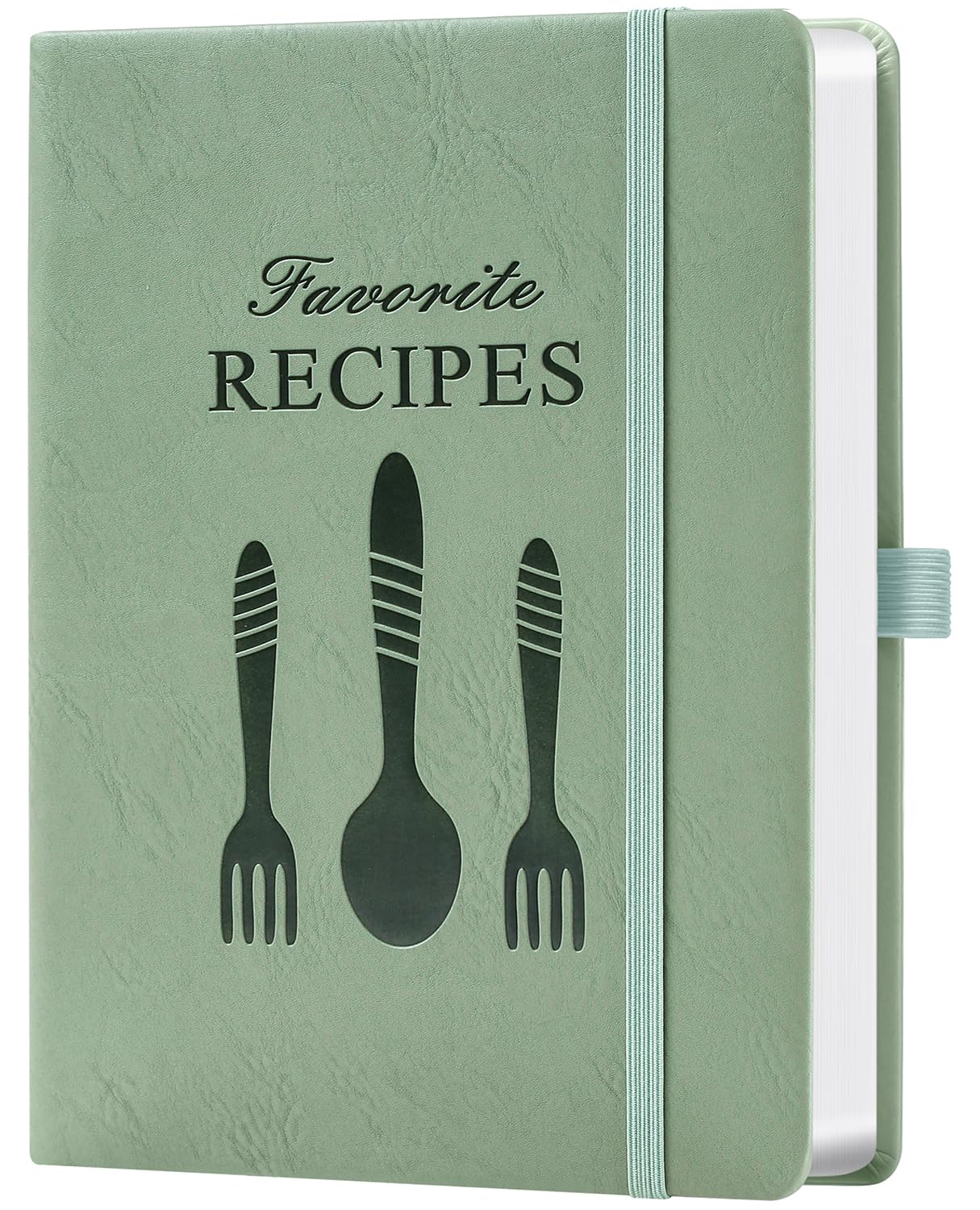 ZXHQ Blank Recipe Book to Write Your Own Recipes – Room for 124 Recipes, Hardcover, 120 Gsm Thick Paper, Family Cookbook Journal Notebook, Size A5(5.4" × 8.5") - Sage Green — image 1