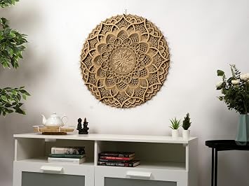BHDecor Home Wall Decor Multilayered Laser Cut Carved Elegant Wooden Mandala Hanging MDF Panels for Decoration - Rustic Contemporary Artwork 17.7 x 17.7 inch 45cm