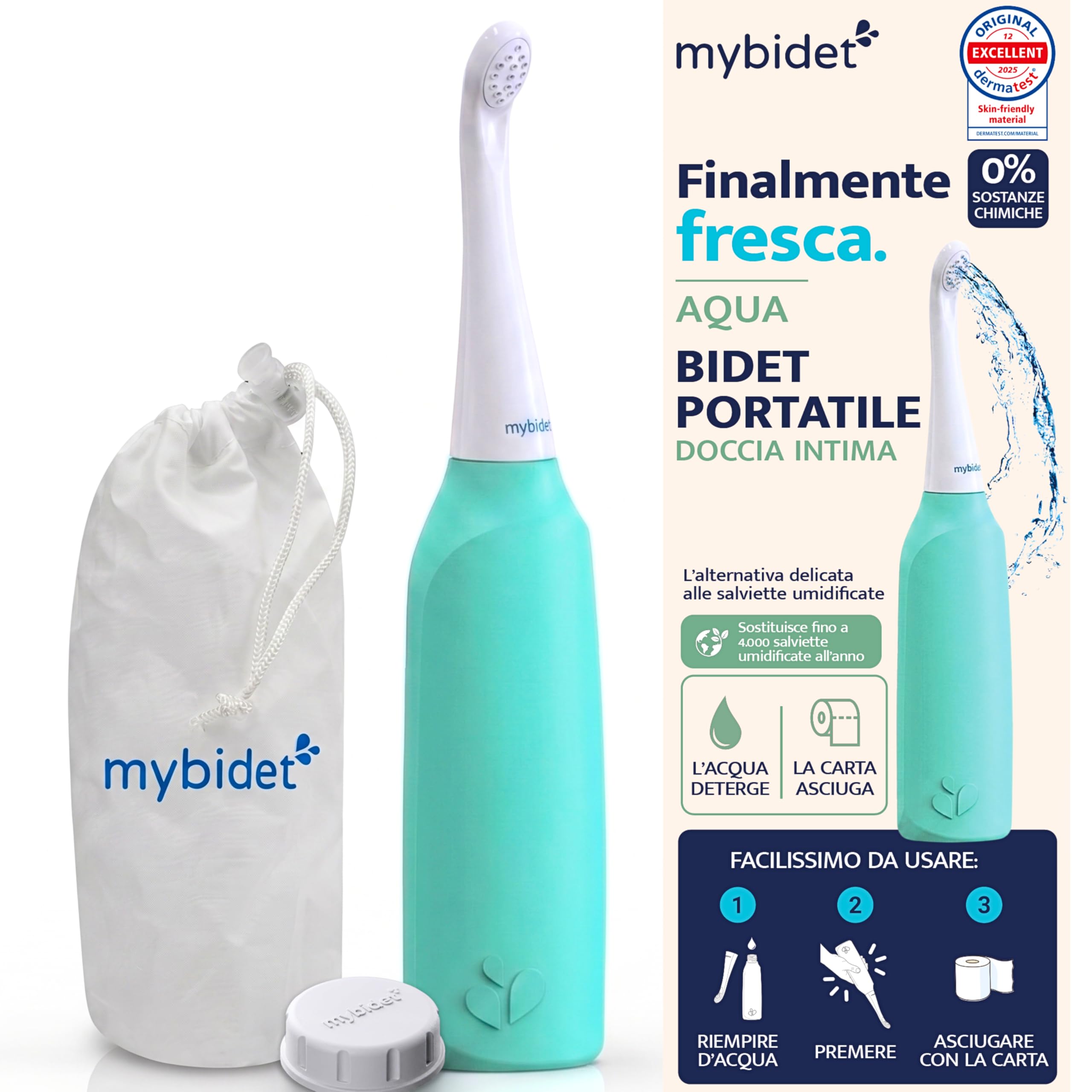 Doccia intima per glutei, risparmia 4000 salviette umidificate, 0% chimica, 100% acqua, per casa e in viaggio, senza batterie e connessioni, sostenibile