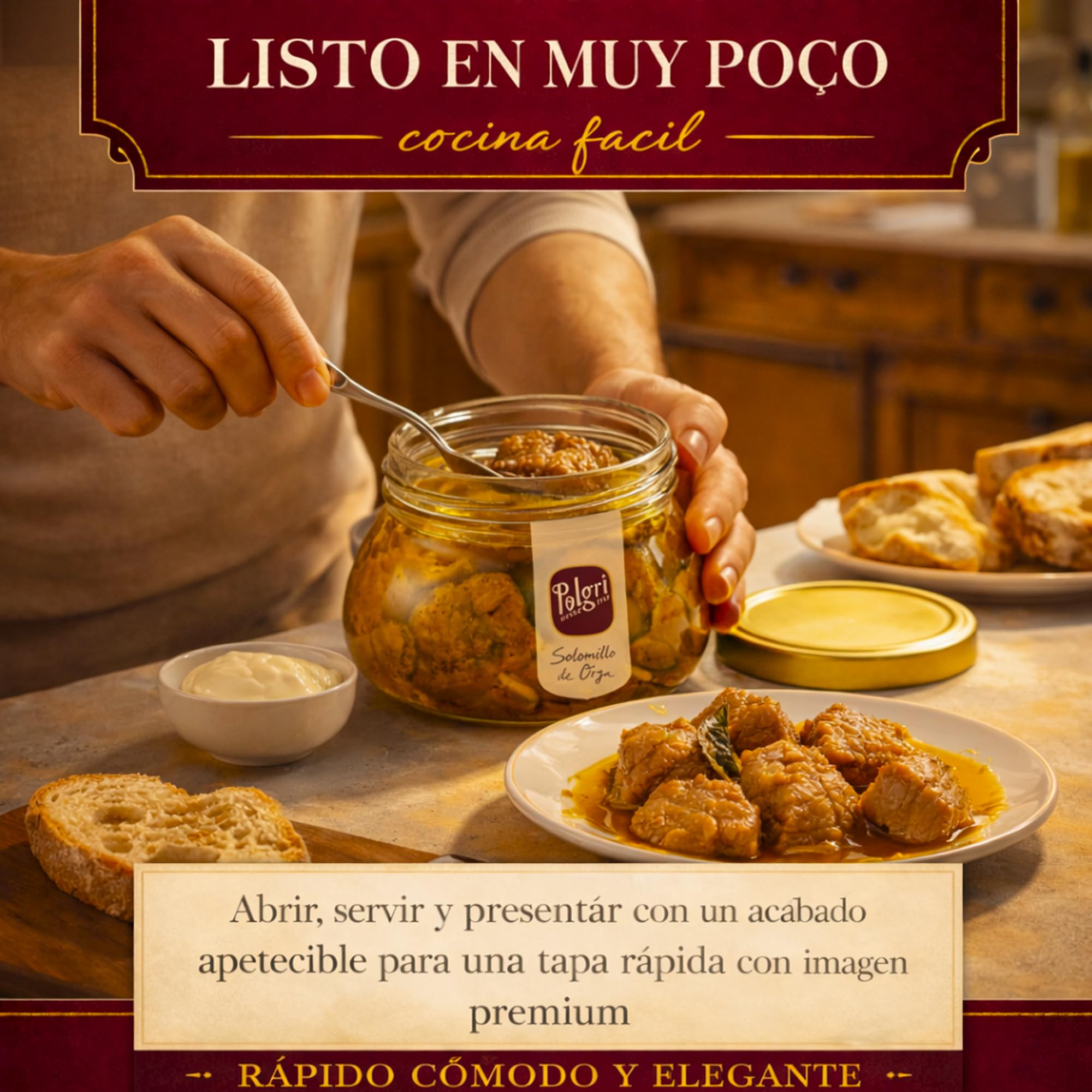 POLGRI Solomillo de Orza Lomo de Orza Conserva Gourmet de Cerdo en AOVE 850 ml Receta Manchega Tradicional