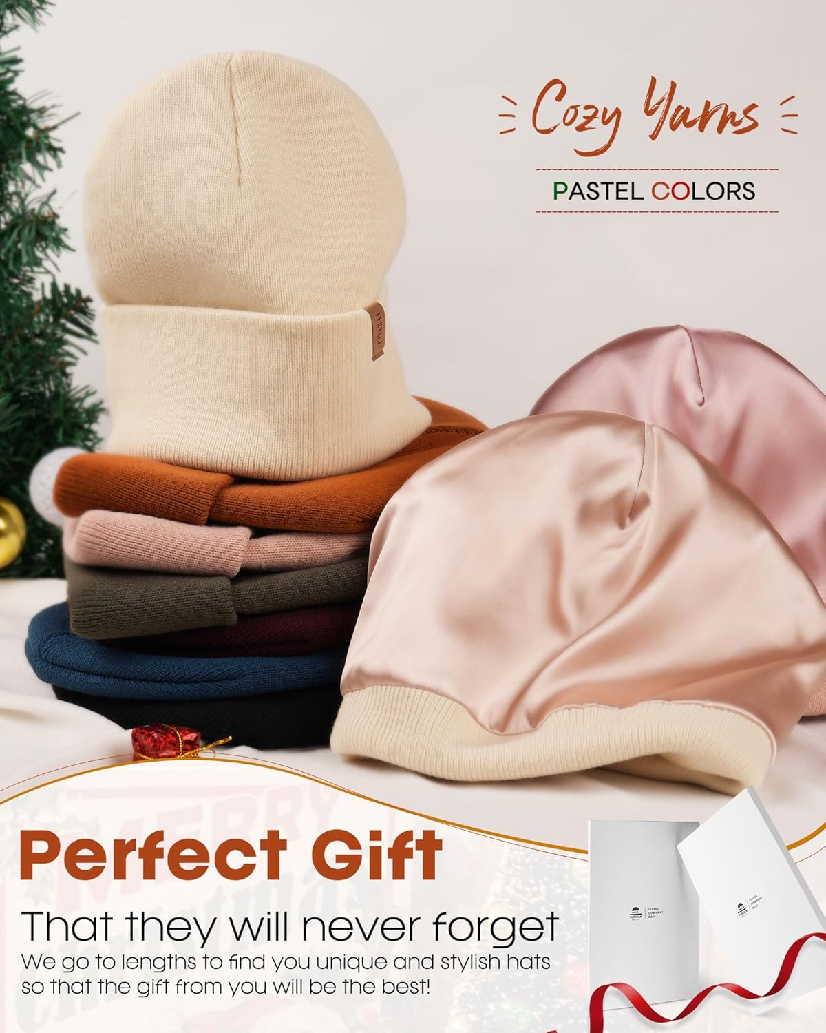 FURTALK Satin Lined Beanie for Women Men Knit Beanie Hat Acrylic Winter Hats Warm Slouchy Skull Cap - Image 5