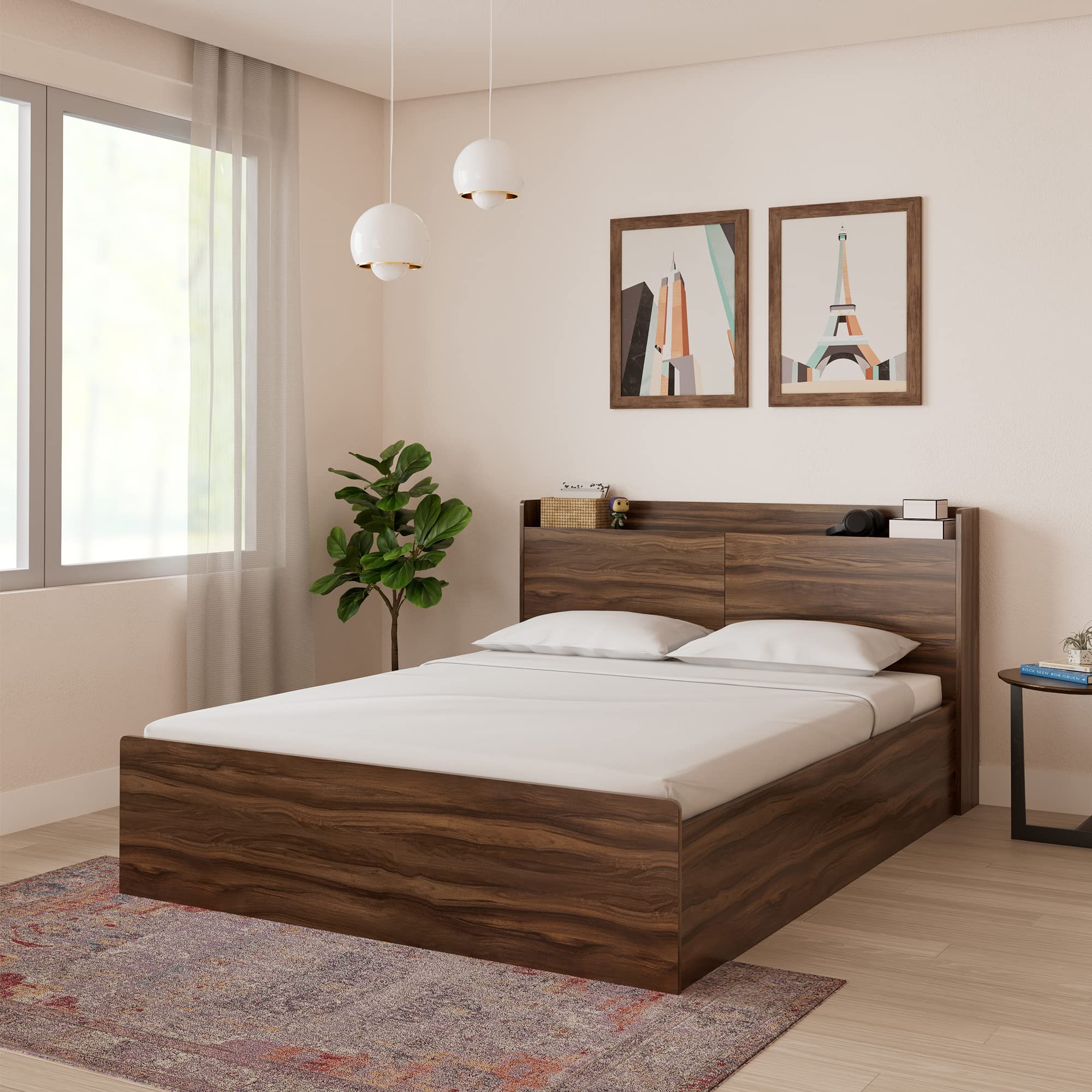 Amazon Brand - Solimo Ashburn Engineered Wood Queen Bed with Box and Headboard Storage, Asian Walnut (B0BG23Q7NK) Amazon Price History, Amazon Price Tracker