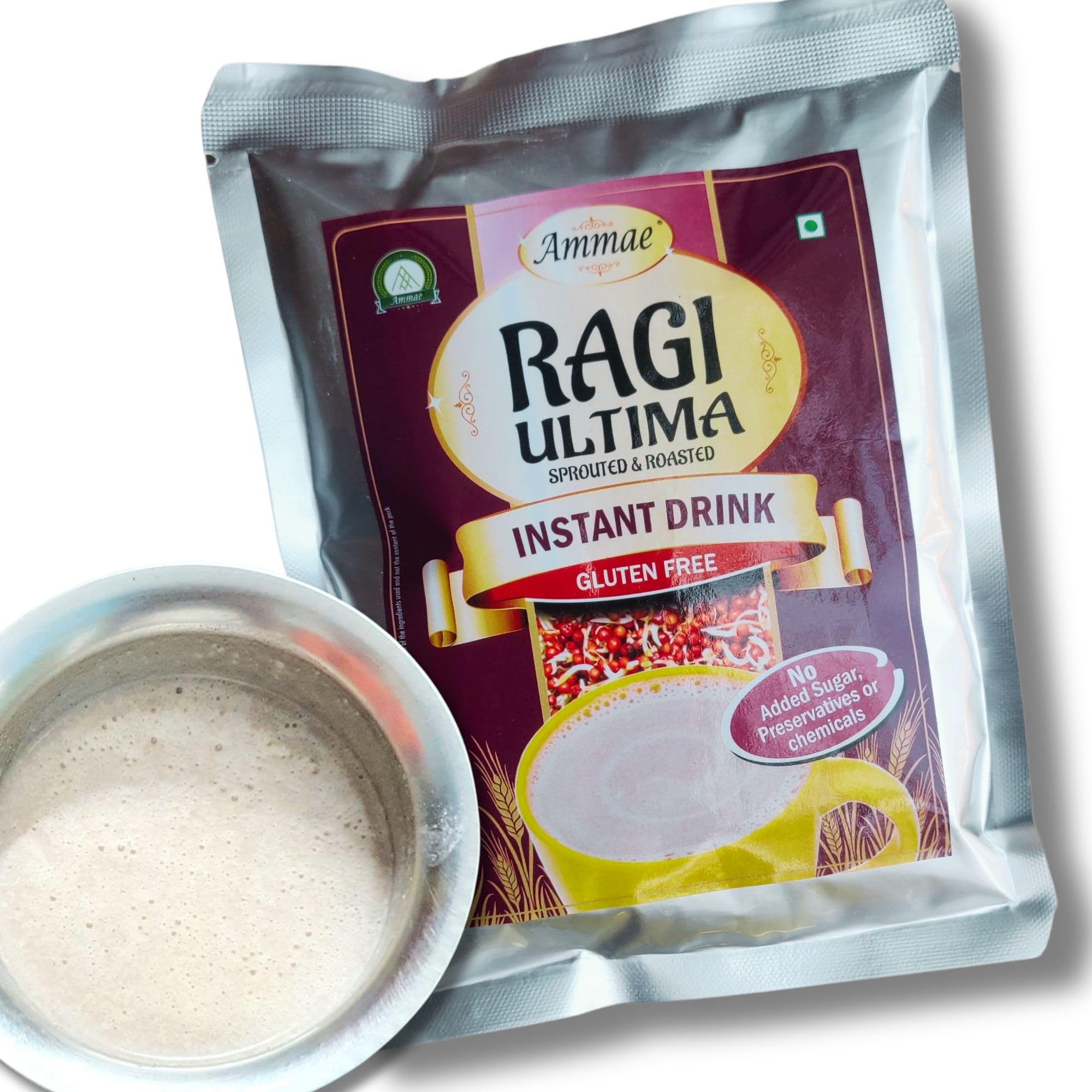 Ammae Instant Malted Drink mix Ragi Ultima, 400g, Sprouted & Roasted Ragi with Roasted gram | No Sugar | No Salt | No Milk | No Preservatives & Chemicals - Image 3 thumbnail