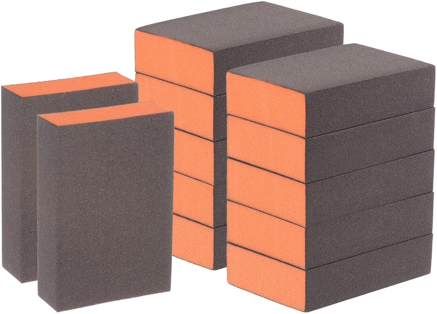 Toolparts and Accessories 12pcs Sanding Sponge Blocks 2000-2500 Grits Block 100x70x25mm Brown&Orange (#CN#130824-04952)