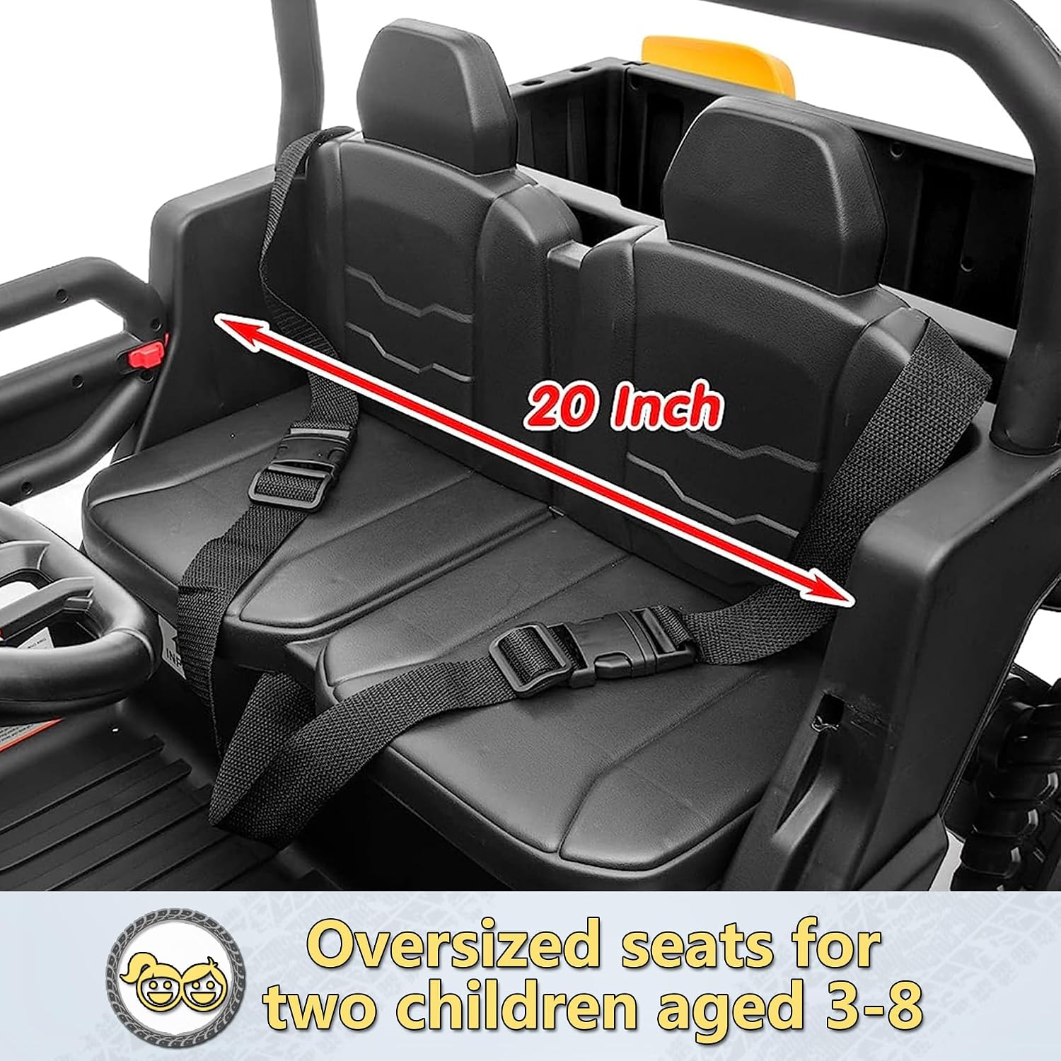 24V 2 Seater Kids Ride on Car Truck, Ride On UTV with 2x200W Motor Ride On Dump Truck, Ride On Car with Dump Bed/Shovel, Electric Vehicle with Non-Slip tyre, LED Light, Music, Remote Control, Red