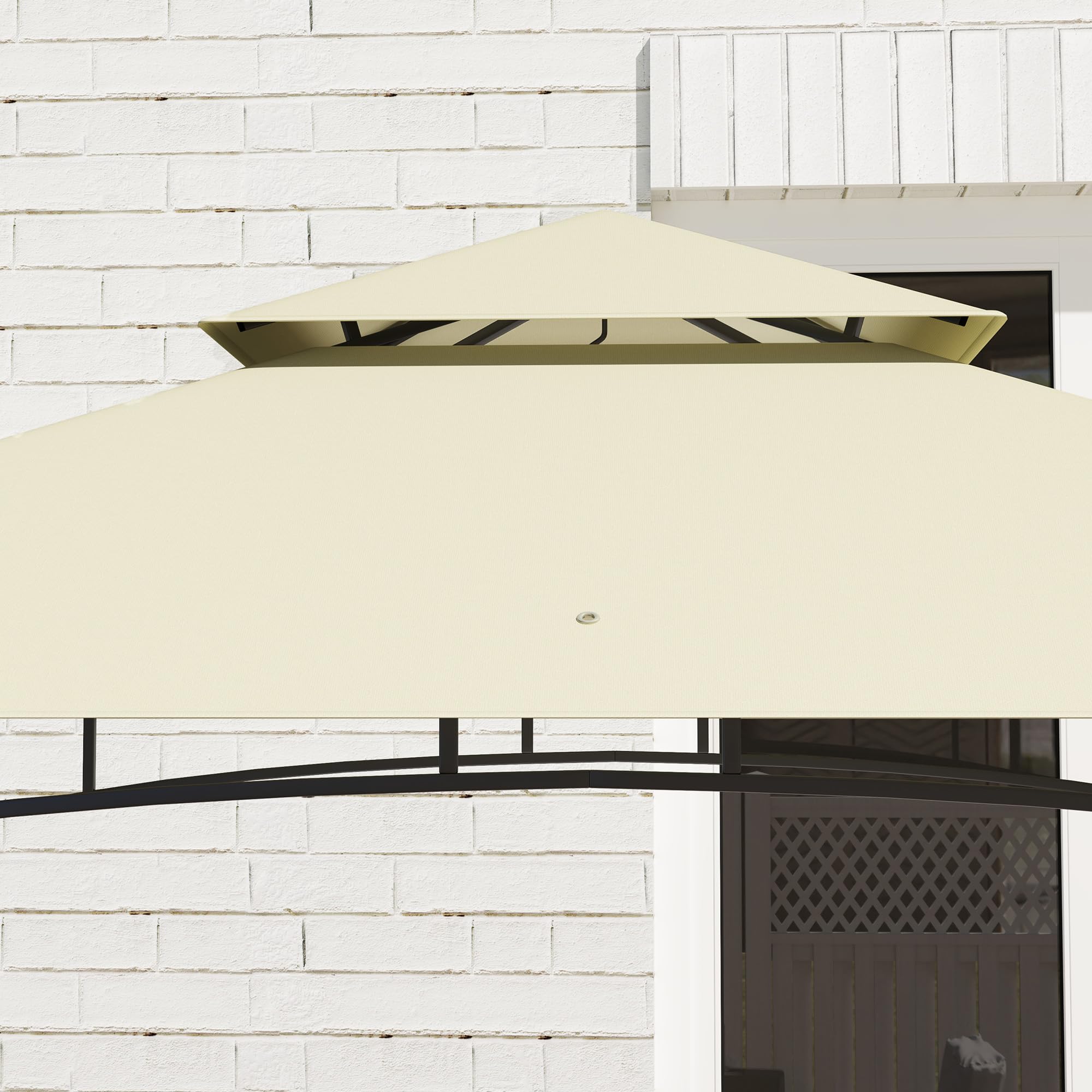 Outsunny Tonnelle de Barbecue Extérieur Abri 240x150x257cm Beige | Auvent de Réception Jardin, Crochet au Plafond, Étagères et PaniersLatéraux, Structure Métal Galvanisé