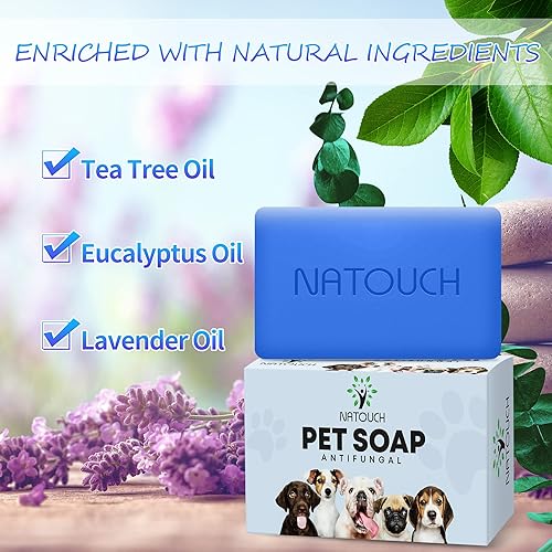 Miniatura 2 de Jabón antimicótico para perros, champú para perros para alergias y picazón, barra de jabón natural con aceite de árbol de té y aceite de lavanda,