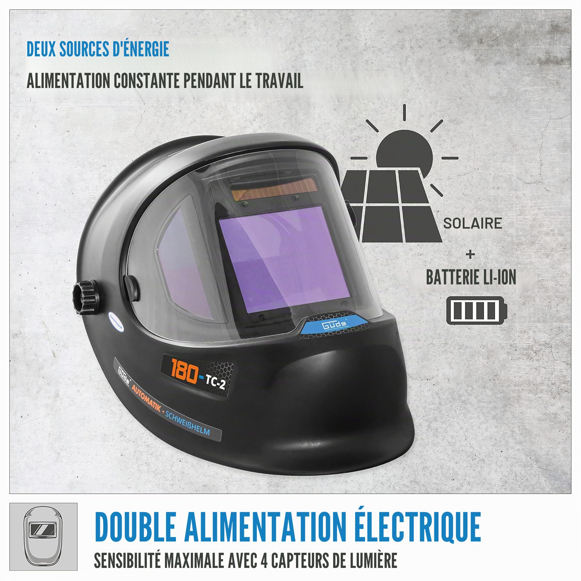 Güde GSH 180-TC-2 Masque de soudage automatique Noir