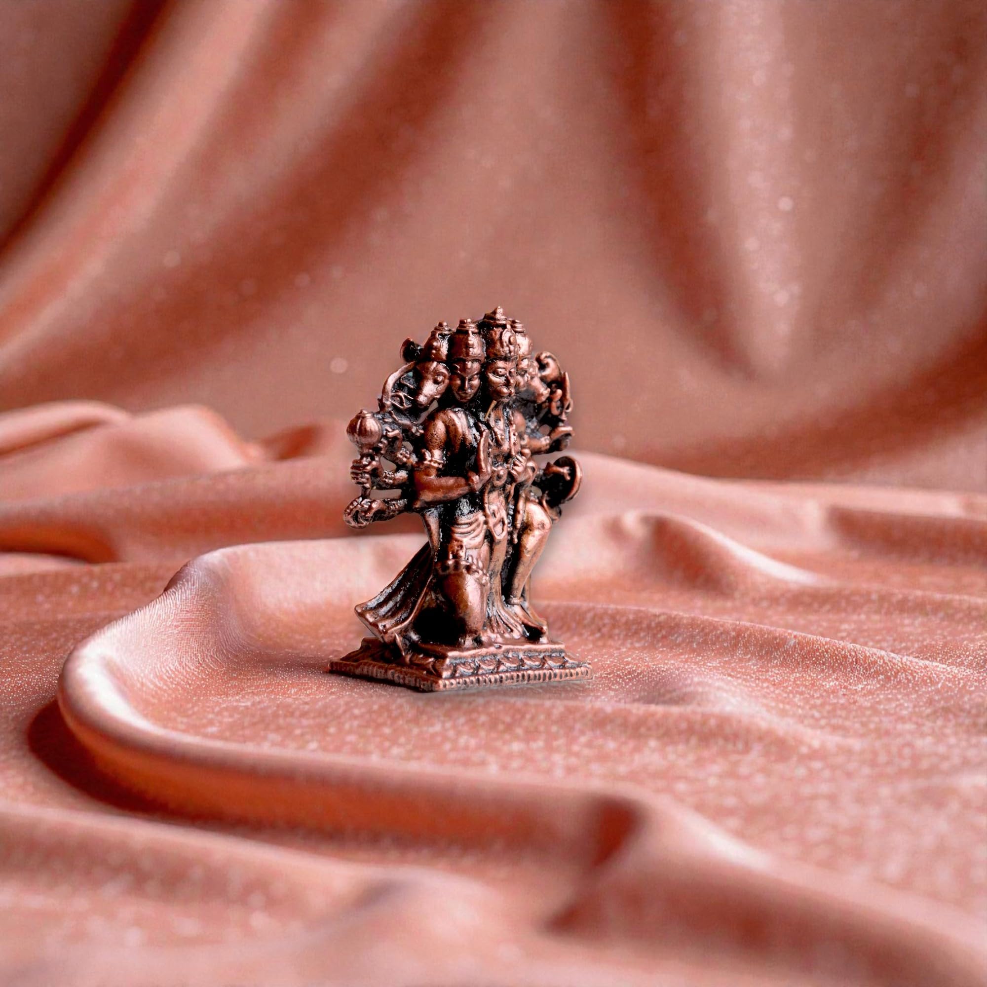 Handmade Copper Hanuman Idol - Mini Panchmukhi Figurine -5