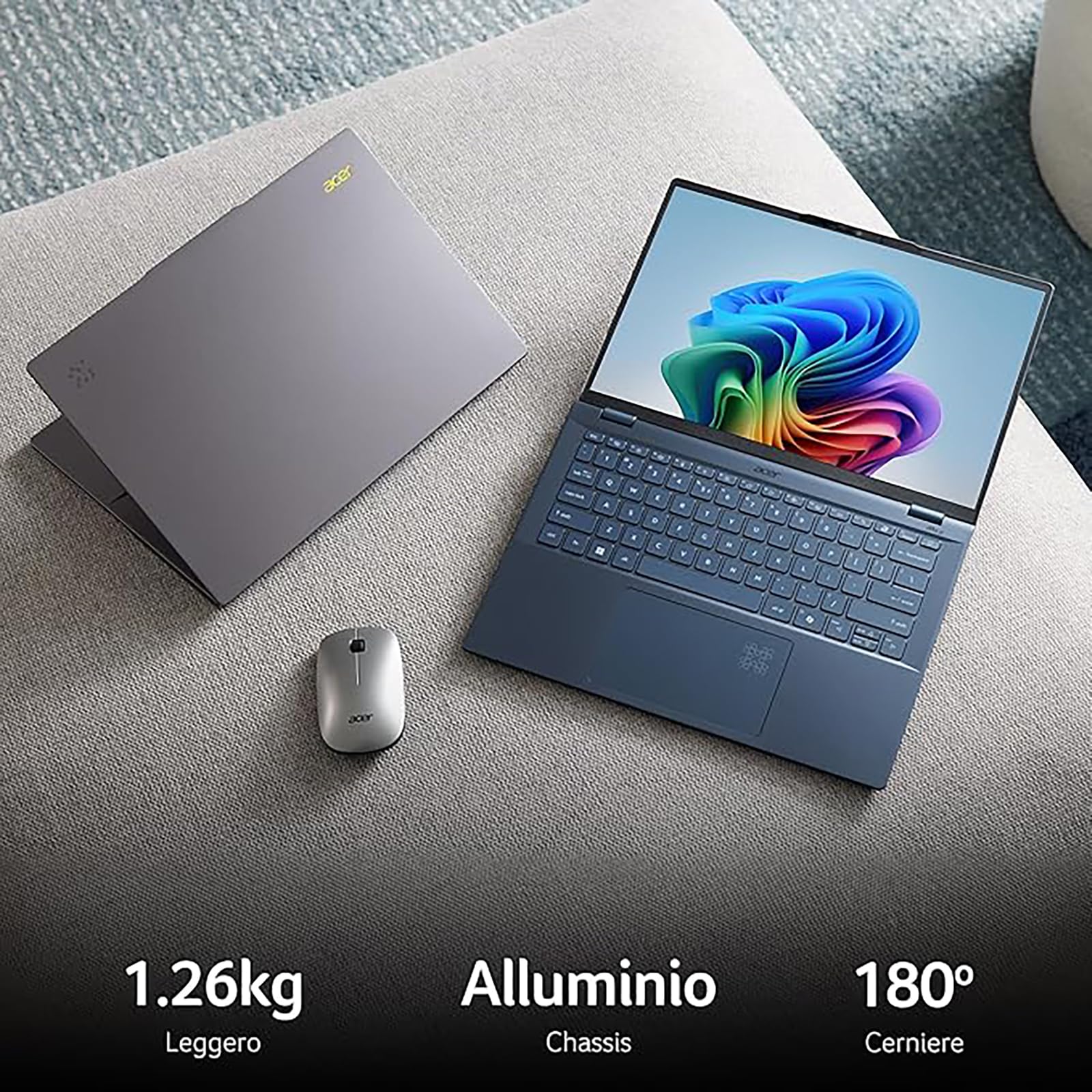 acer Swift 14 AI Laptop | Display 14” WUXGA OLED | Intel Core Ultra 7-258V | 32 GB RAM | 1024 GB SSD | Copilot+ PC | Windows 11 | QWERTY | PC Portatile IA, Intel Core Ultra 7 258V, 14"