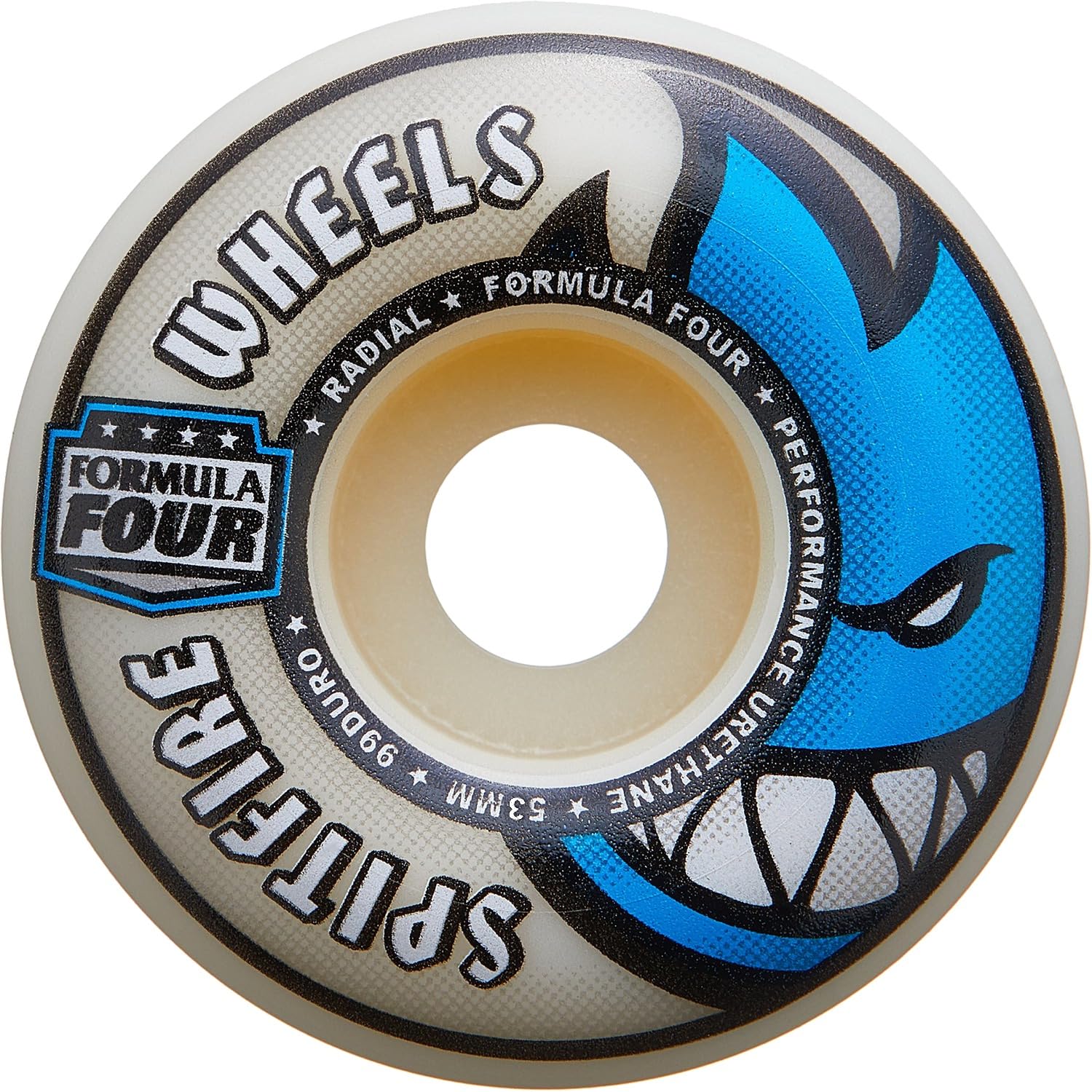 Spitfire Wheels Formula Four Radial Naturel/Bleu 53 mm 99a Lot de 4 roues de skateboard