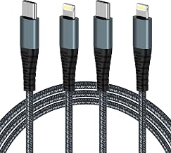 Apple MFi Certified USB C to Lightning Cable 6ft 2Pack, Nylon Braided Type C to iPhone Cord Compatible with iPhone 14/13/12/11/Pro Max/X/XS/XR/8/7/6s Plus/SE