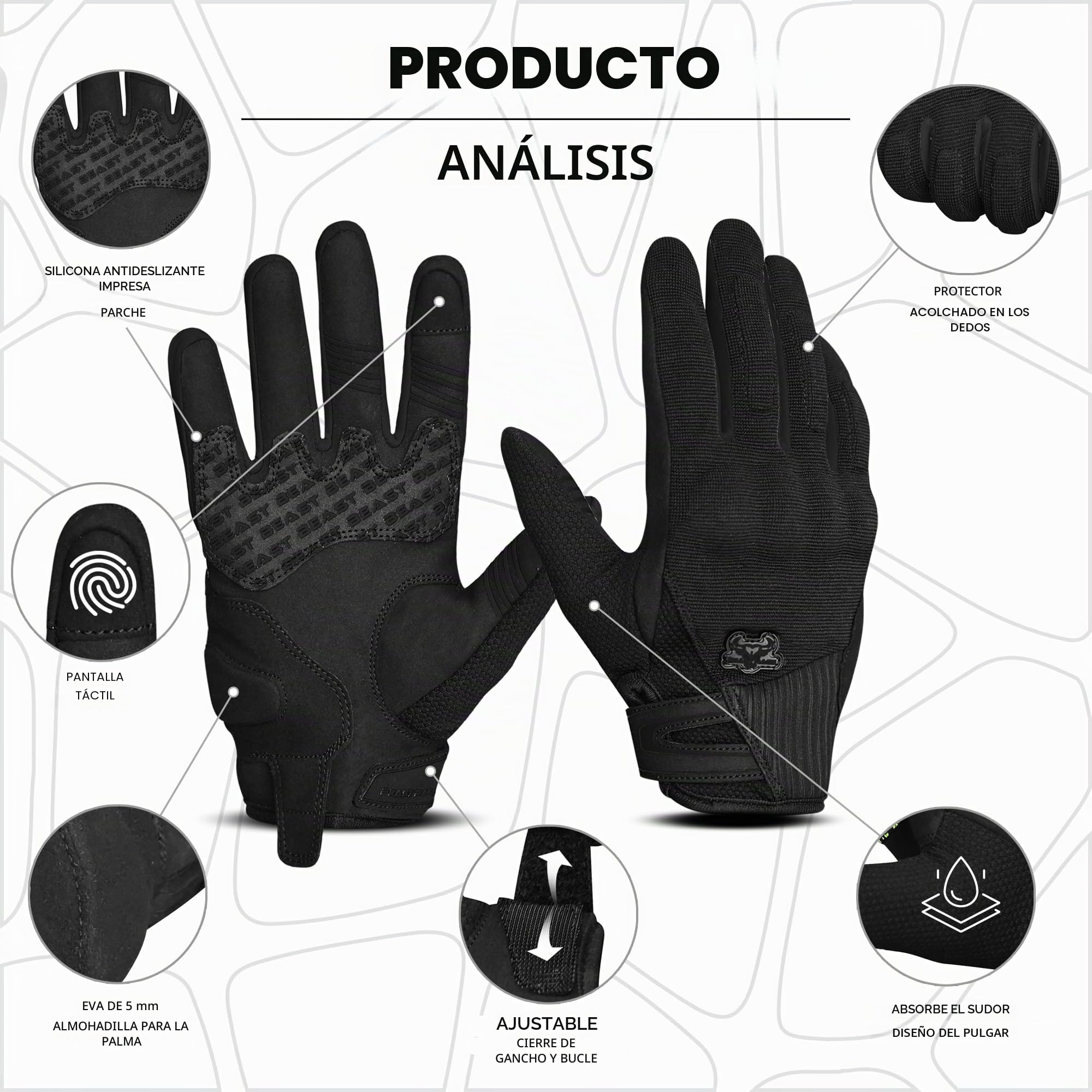 BEAST RAGE Guantes de moto de verano - Guantes de equitación con pantalla táctil transpirables para hombres y mujeres, guantes ligeros para correr off-road con protectores de dedos, agarre