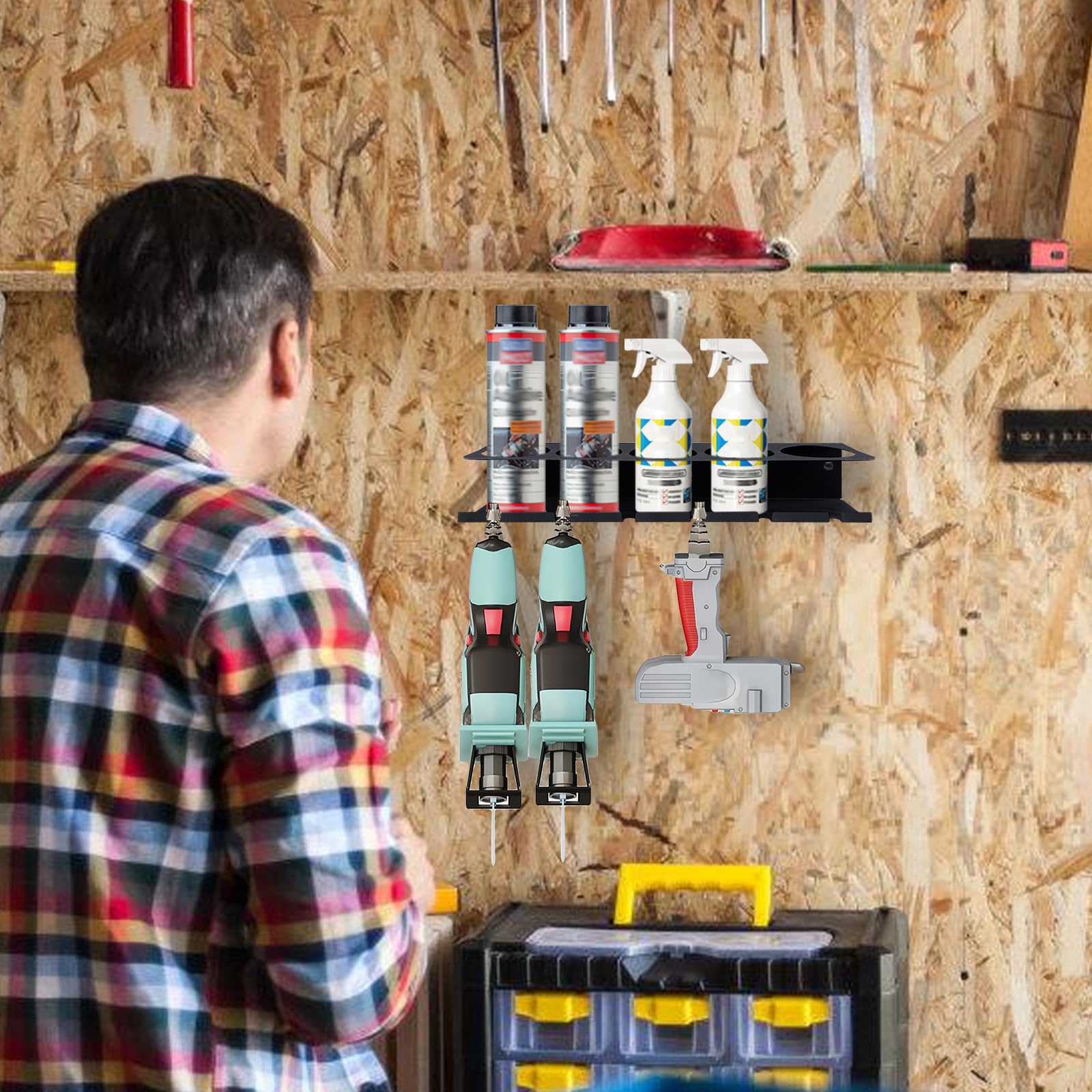 43 x 10 cm. Soporte para botes de aerosol: soporte para latas, estante de almacenamiento para latas de lubricante, soporte para botellas de aerosol, resistente organizador de botellas de 5