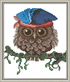 Cross Stitch Needlepoint Kits for Adults Cross Stitch Kits for Beginners Stamped Cross Stitch Kits for Adults DIY 11CT Embroidery Patterns Stitches Kit-Baby Owl Three 9.45x11.02 inch