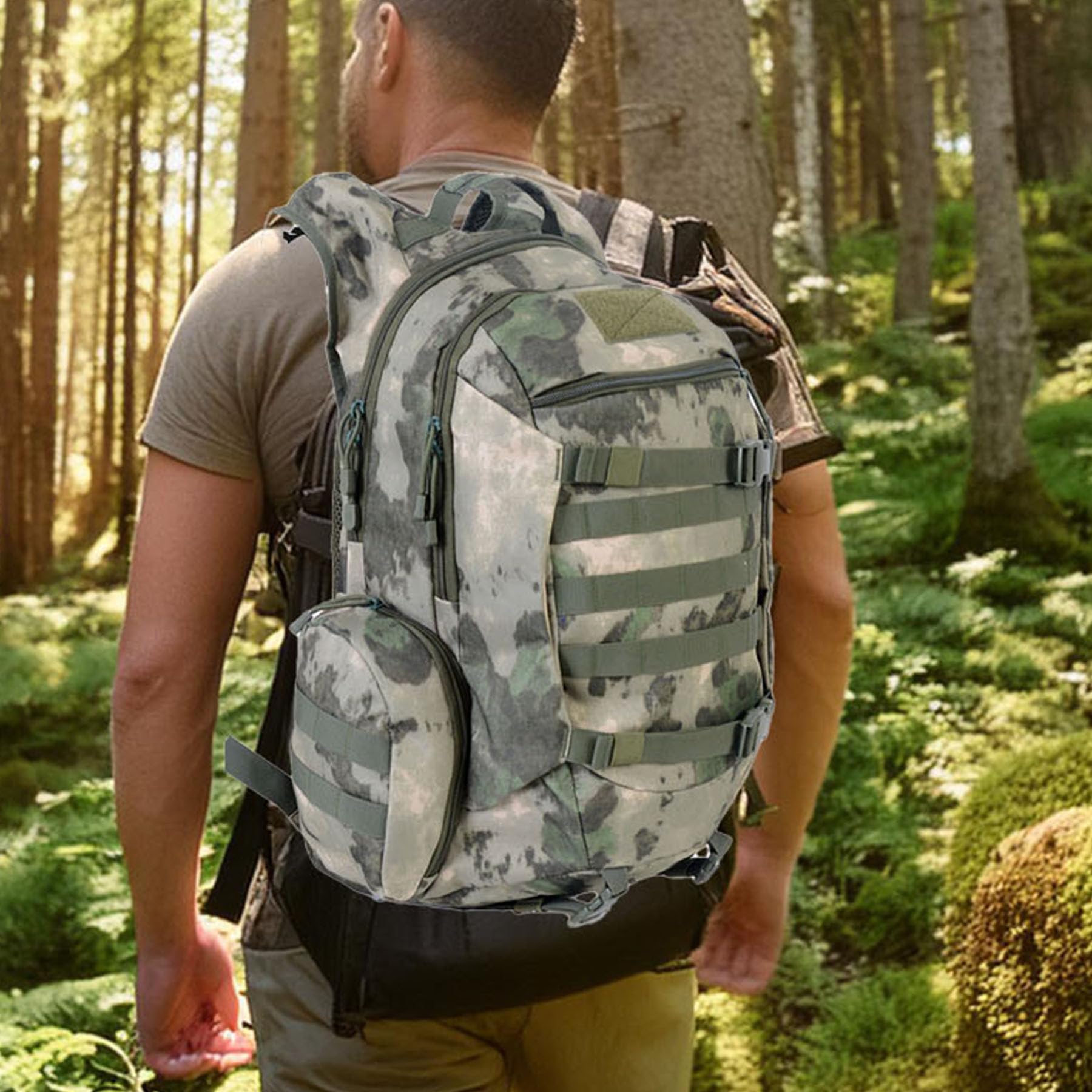 Thuram 45L Waterproof Fishing Hunting Backpack Outdoor Military Rucksacks Tactical Sports Camping Hiking Trekking Bags (Ruin green)