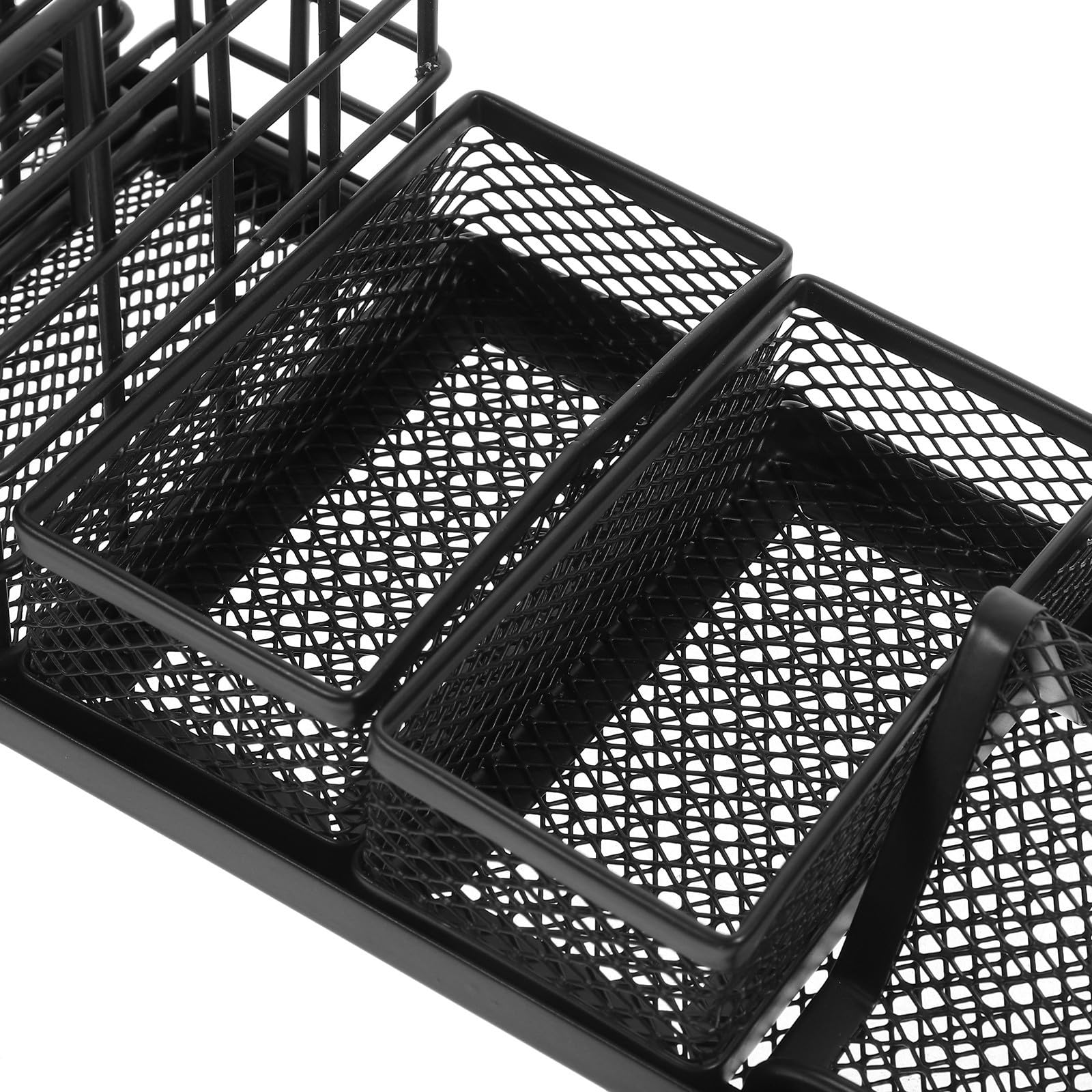 Organizador de Escritorio de Oficina de Hierro Negro, 7 Piezas | Estilo Simple y Moderno, Almacenamiento Ligero para Hogar y Despacho, Clasifica Útiles y Reglas
