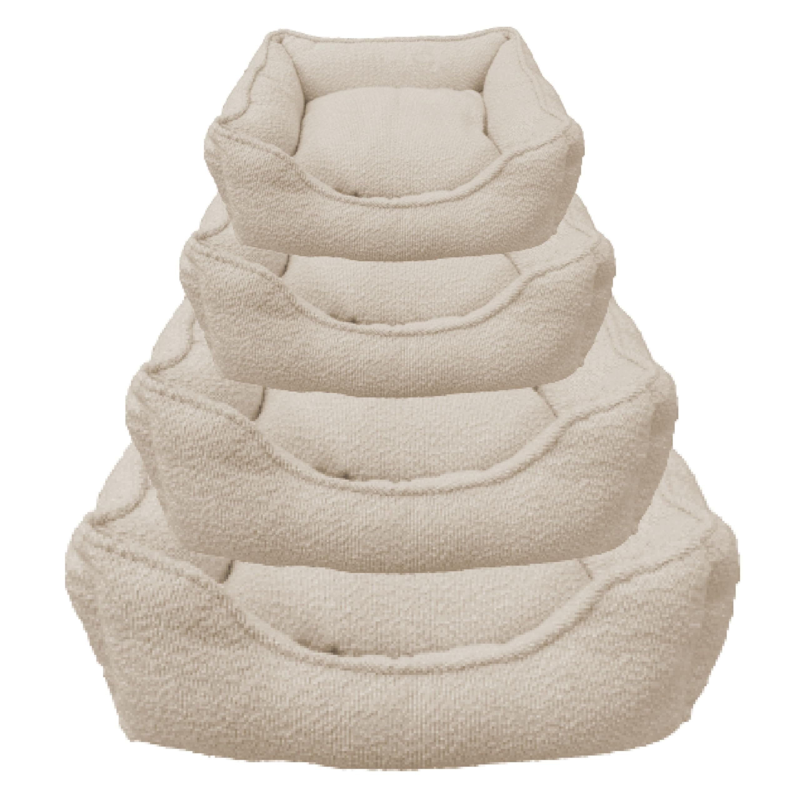 Dream Paws Large Bolster Calming Dog Bed, Medium/Large Breeds, Almond White Anxiety Reducing, Fluffy, Fleece Rectangle Dog Sofa,Cosy Plush Pet Bed, L75xW60xH20cm