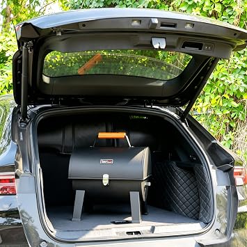 Royal Gourmet Portable Charcoal Grill with Grill Surface 44 x 31.8 cm Camping Grill for Garden Picnic XL Charcoal Table Grill Folding Grill with Snap Lock and Wooden Handle Black