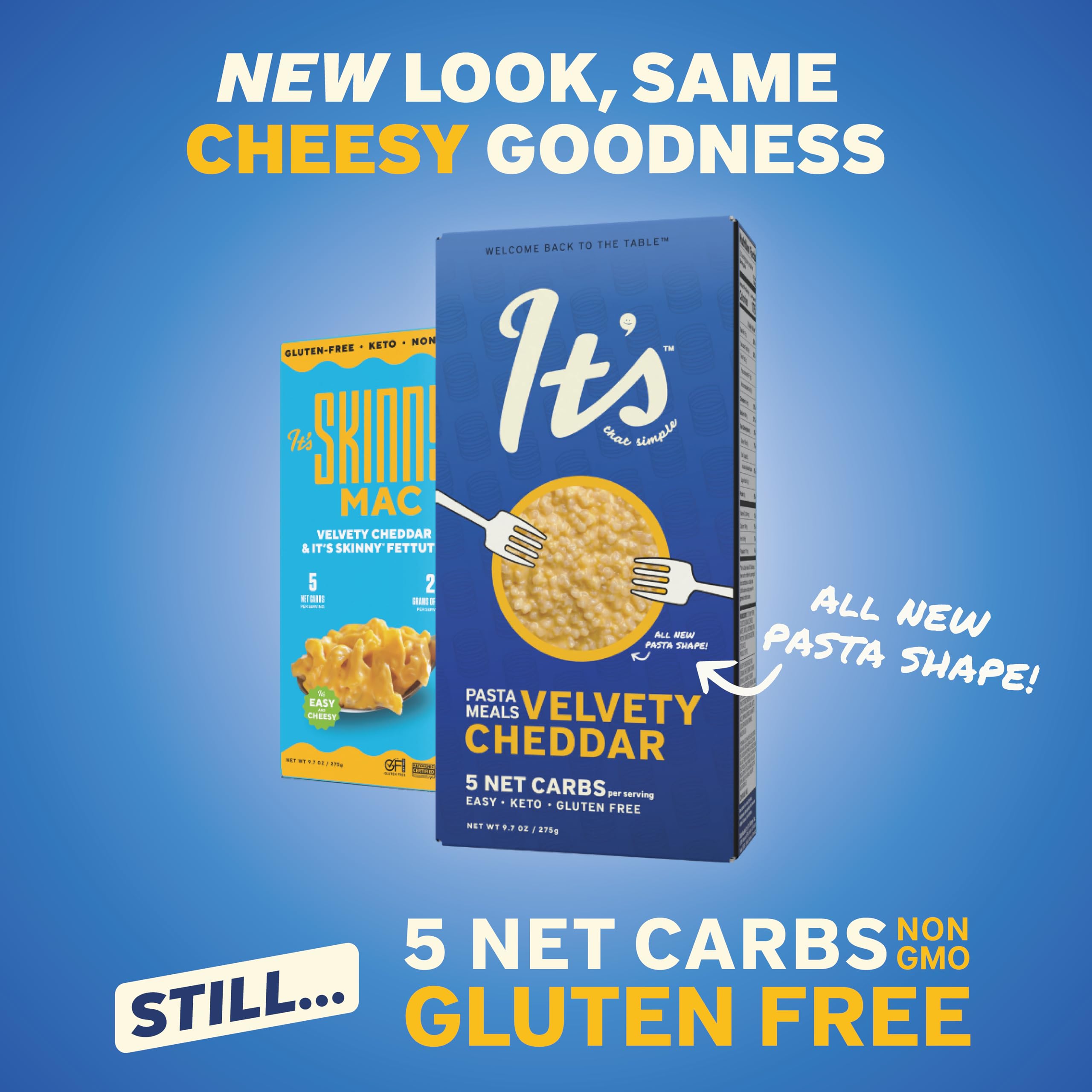 It’s Skinny Velvety Cheddar – Low Carb Pasta, Gluten Free, Non-GMO, Keto-Friendly, Only 5 Net Carbs & 2g of Fiber per Serving, with Velvety Cheddar Sauce, Ready in 5 Minutes (6 Packs)