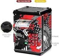 Vista 3 de Alcancía de cajero automático para niños y niñas, Vcertcpl - Mini alcancía de monedas con contraseña, caja de ahorro con agarre automático