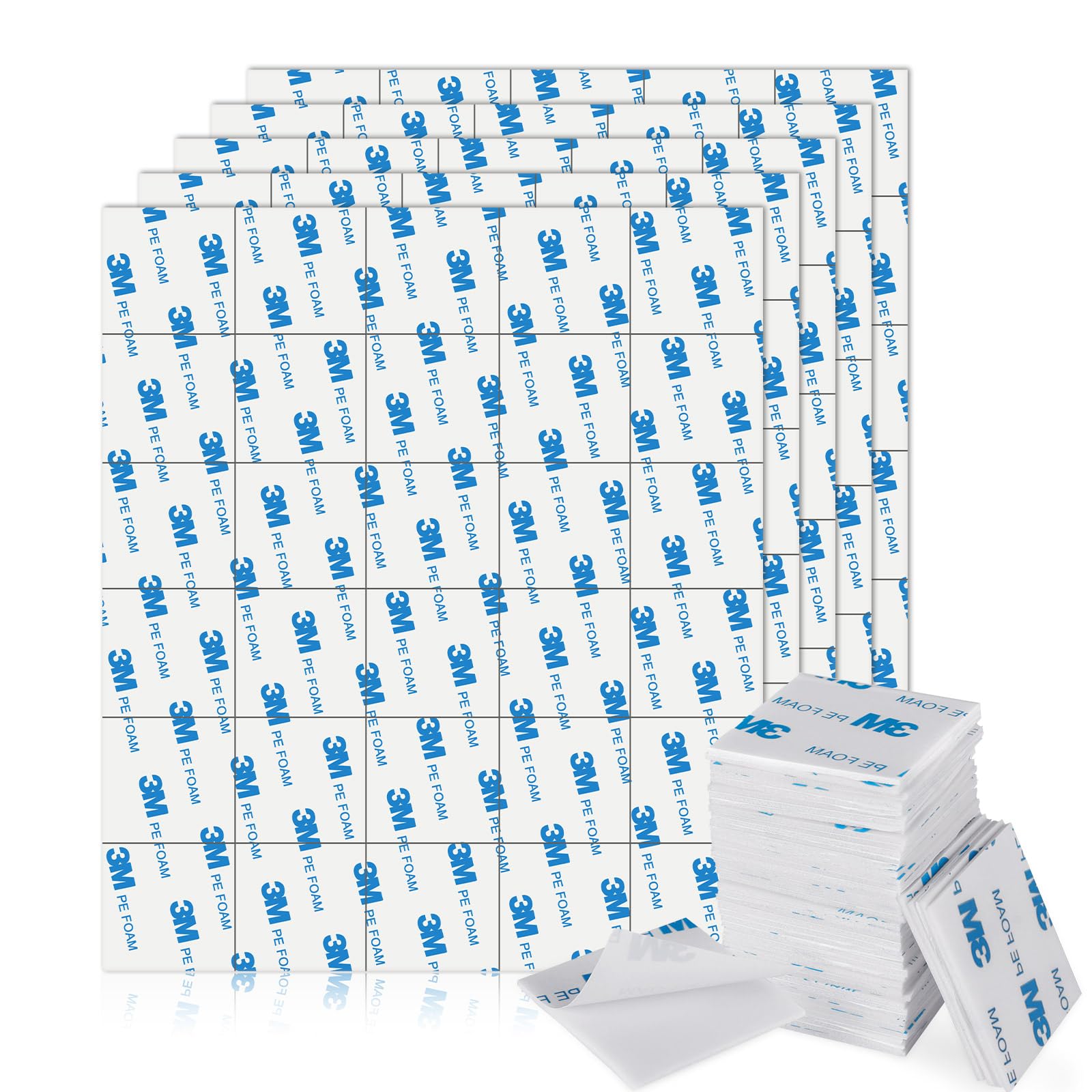 FEBSNOW Double Sided Foam Tape,150 Pcs Self-Adhesive Pads Heavy Duty for Walls Strong Sticky Double Sided Mounting Foam Tape Squares 40 * 40 * 2mm for Crafts