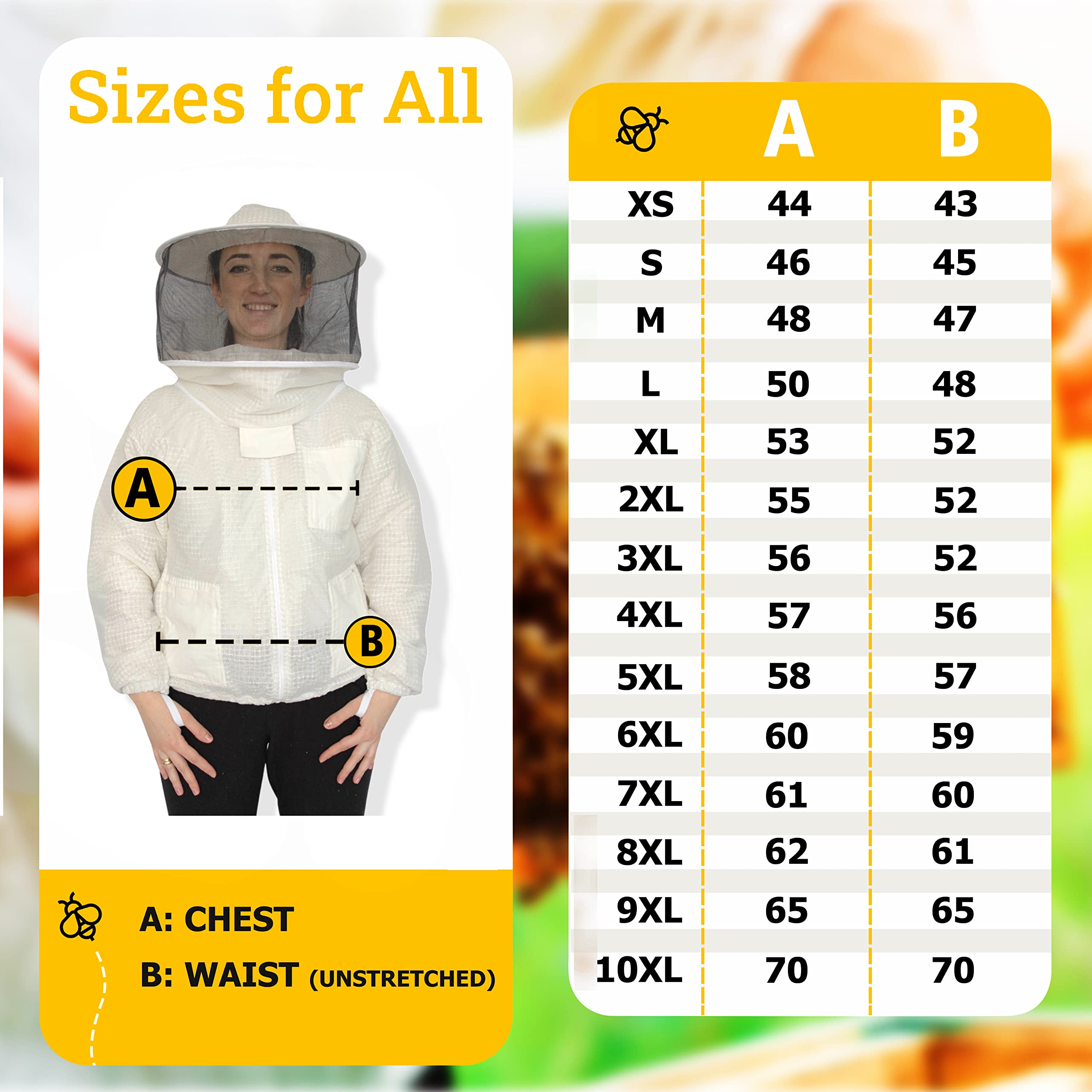 Veste d'apiculteur ventilée à capuche ronde – 3 couches en maille ultra ventilée – Veste d'apiculteur ventilée (6XL)