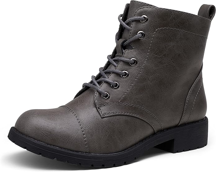 Vepose Women's Ankle Boots Low Heel Lace Up Fashion Booties