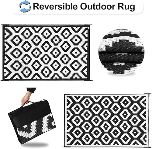 Miniatura 3 de OutdoorLines Alfombras reversibles para exteriores de 6 x 9 pies, alfombra de plástico exterior, resistente a las manchas y a los rayos UV,