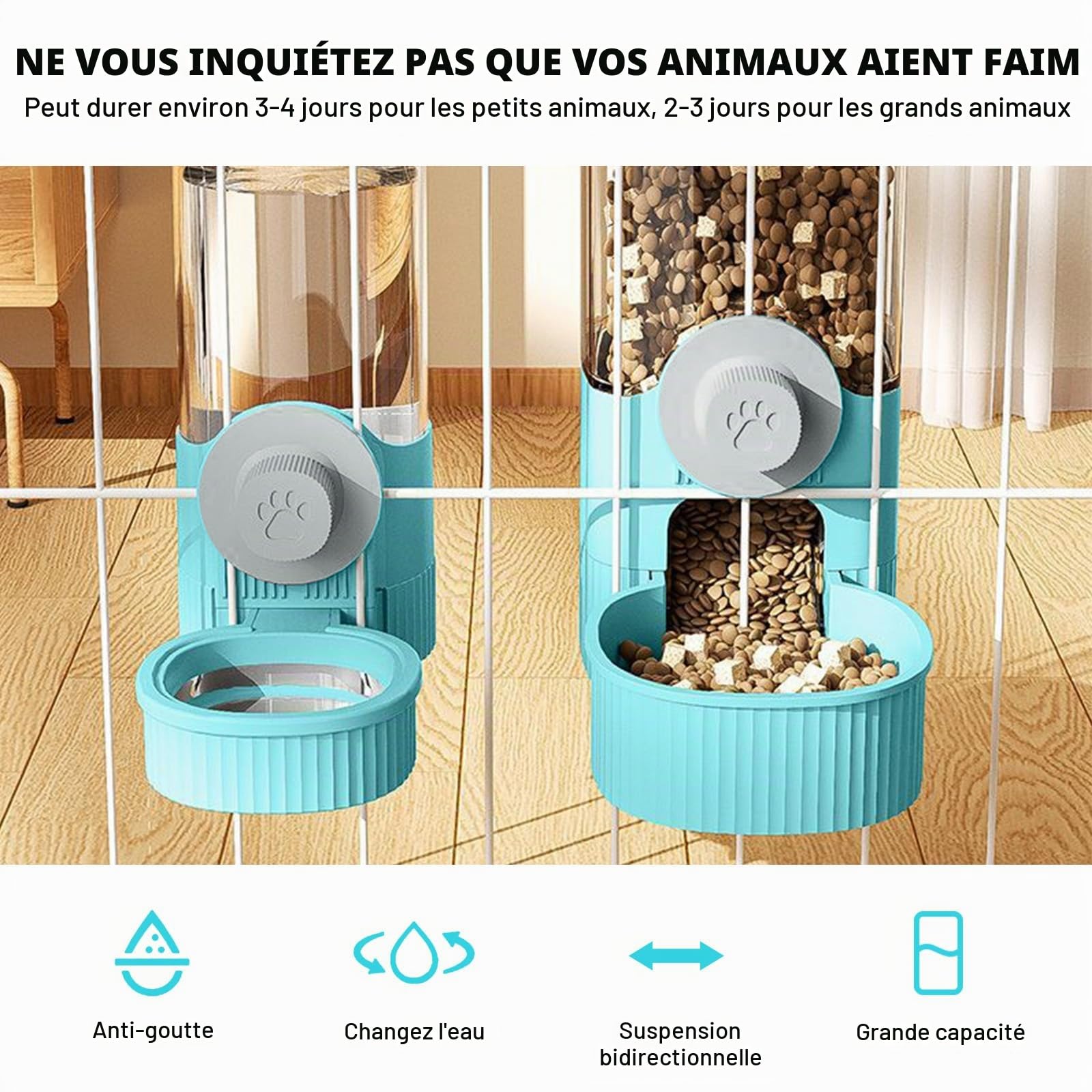 Abreuvoir Et Alimentateur Automatique 2-1 Distributeur Automatique De Nourriture À Suspendre Distributeur D'eau Automatique Mangeoire Automatique À Suspendre Distributeur Eau Lapin Pour Petits Animaux