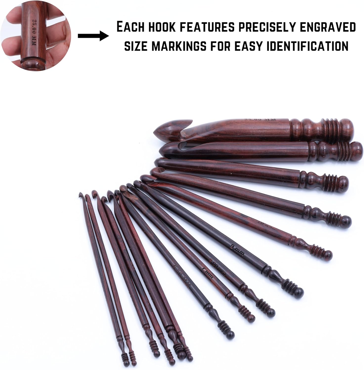 Rosewood Crafted Premium Polished Crochet Hooks & Knitting Needles | Nagina International (Pack of All Sizes)