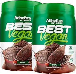 Kit 2x Best Vegan 500g - Formula Blend Vegano - Proteina da Ervilha e Arroz Atlheticanutritioon (2x Potes 500g, Cacau)