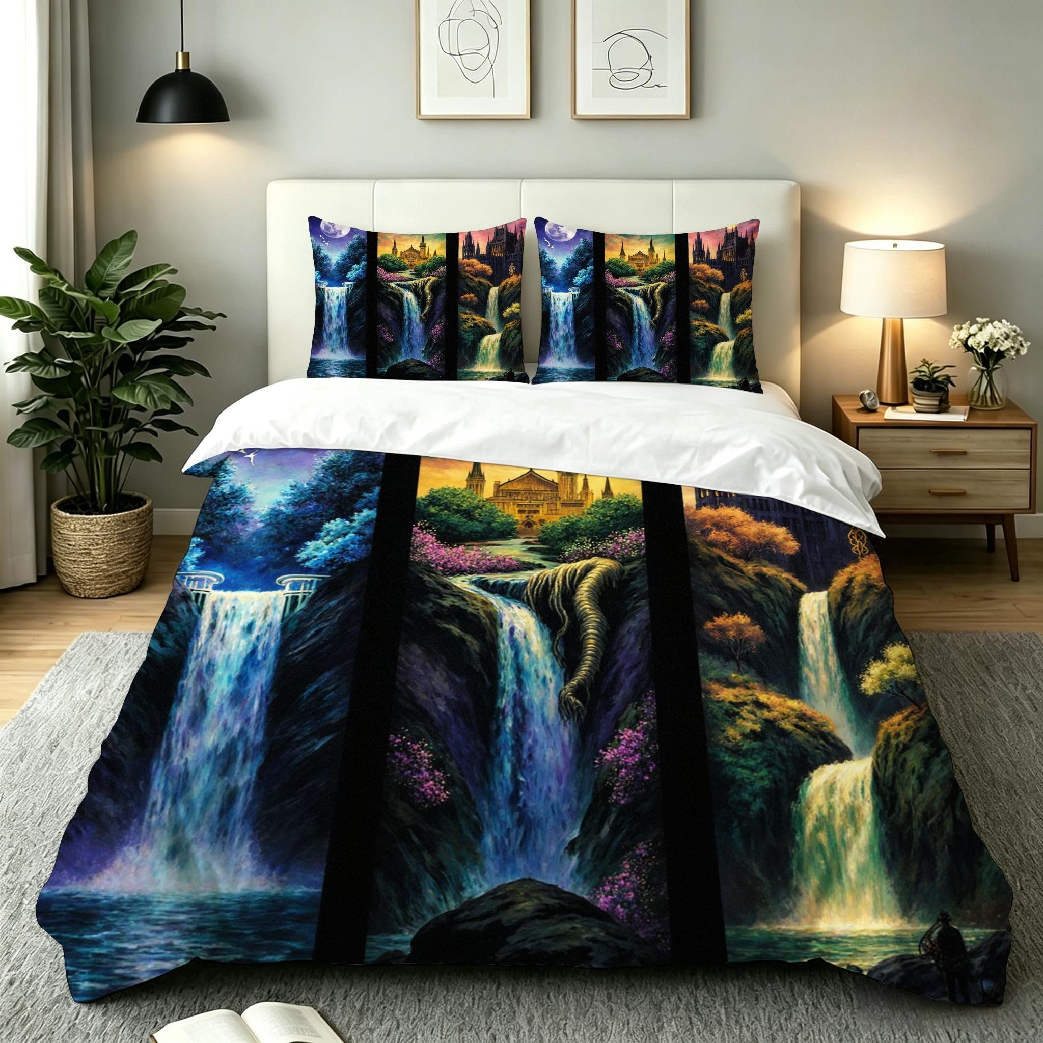 Housse de couette cascade jaune 160x200 pour une chambre lumineuse et moderne