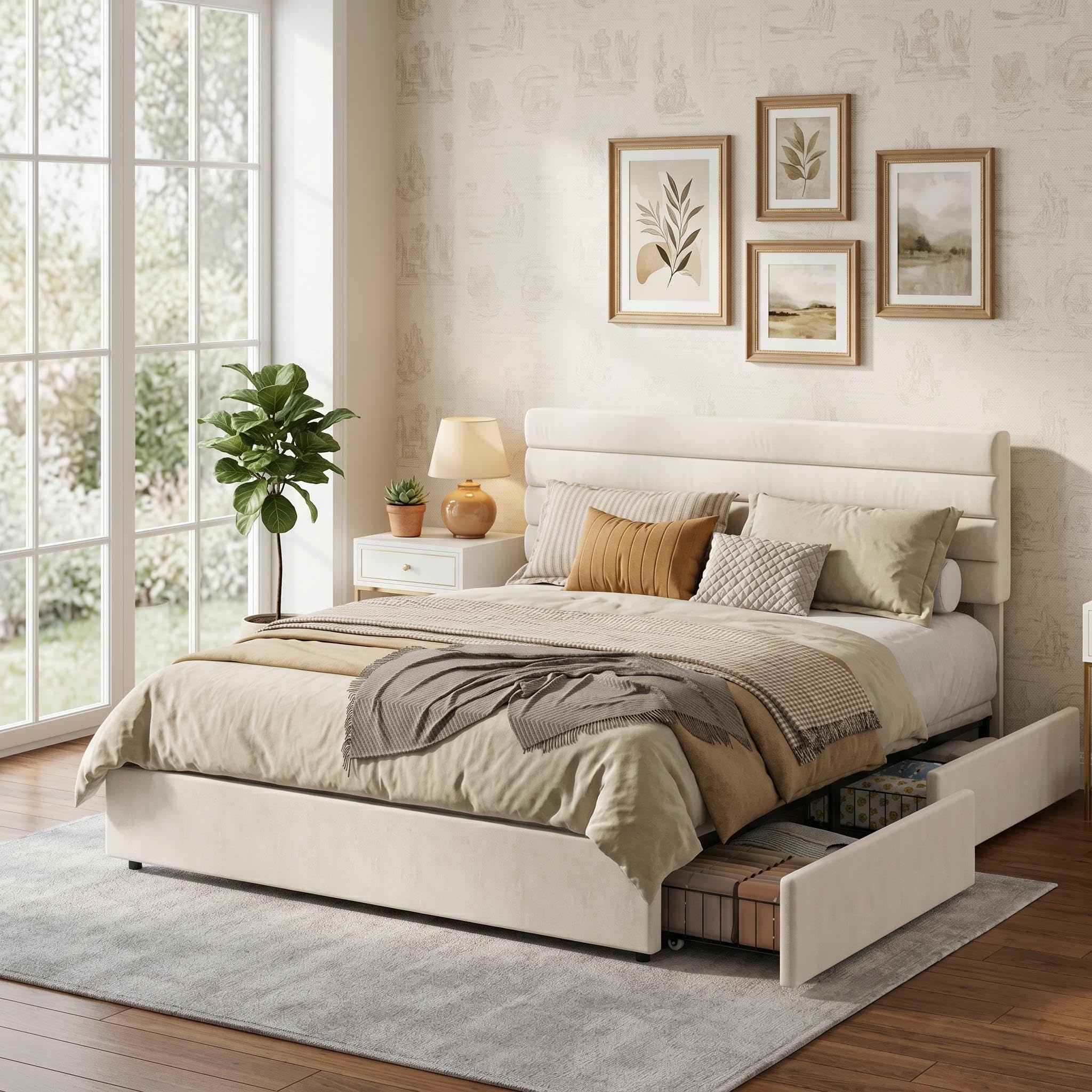 Photo 1 of Garvee Full Size Velvet Upholstered Bed Frame