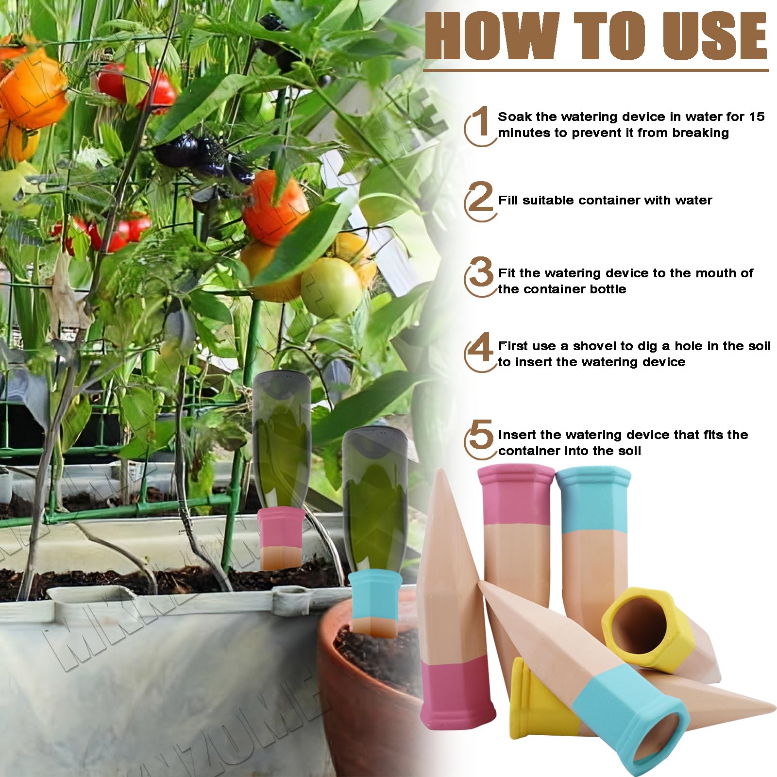 Lot de 6 Oyas A Planter Terre Cuite, Arrosage Goutte à Goutte Ollas Terre Cuite, Système d'Irrigation Arrosage Automatique et Ecologique pour Plante Intérieur & Extérieur en Vacances